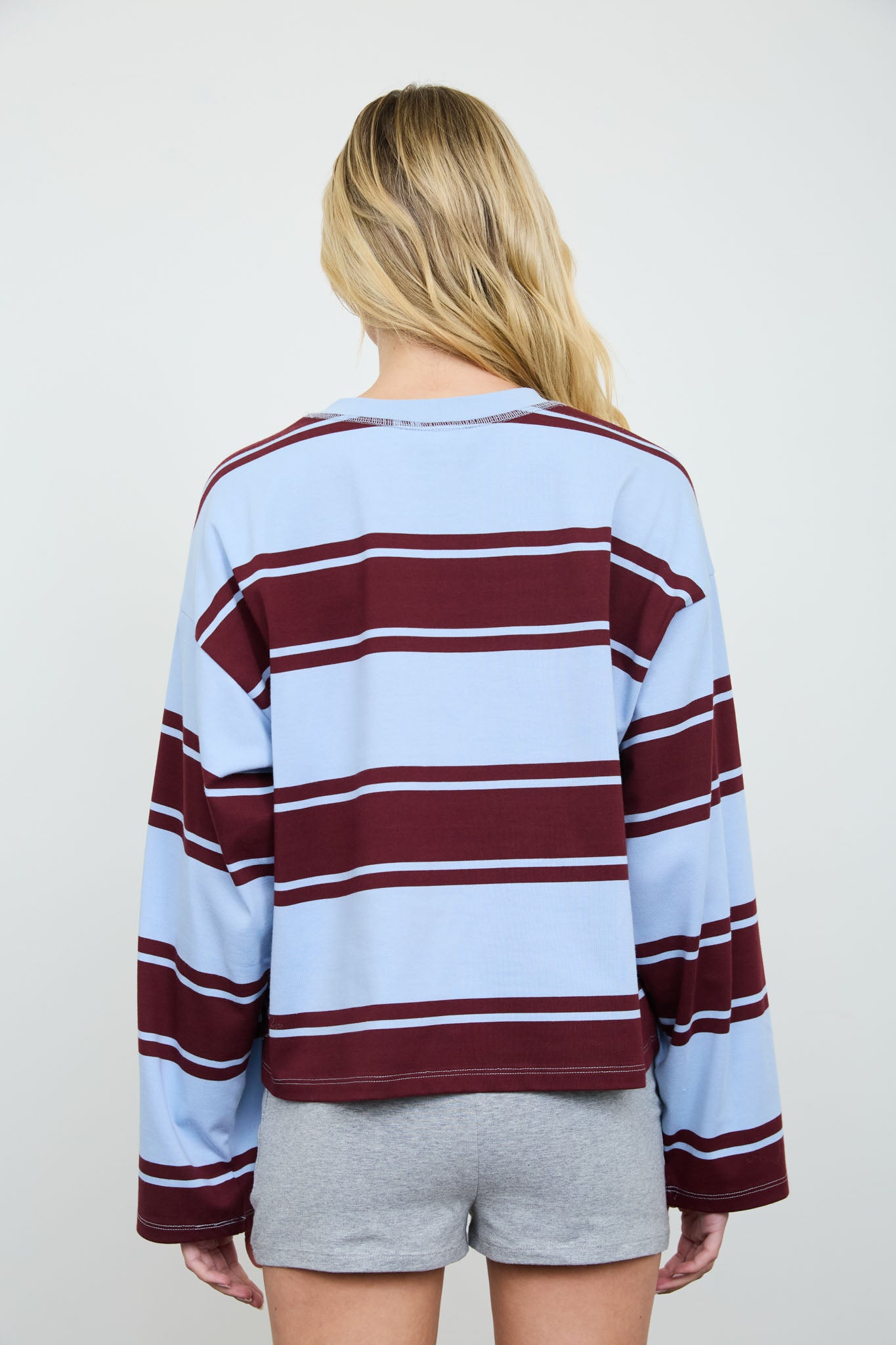 WIDE STRIPE CREW NECK LONG SLEEVE KNIT SWEATSHIRT (PRE-ORDER)
