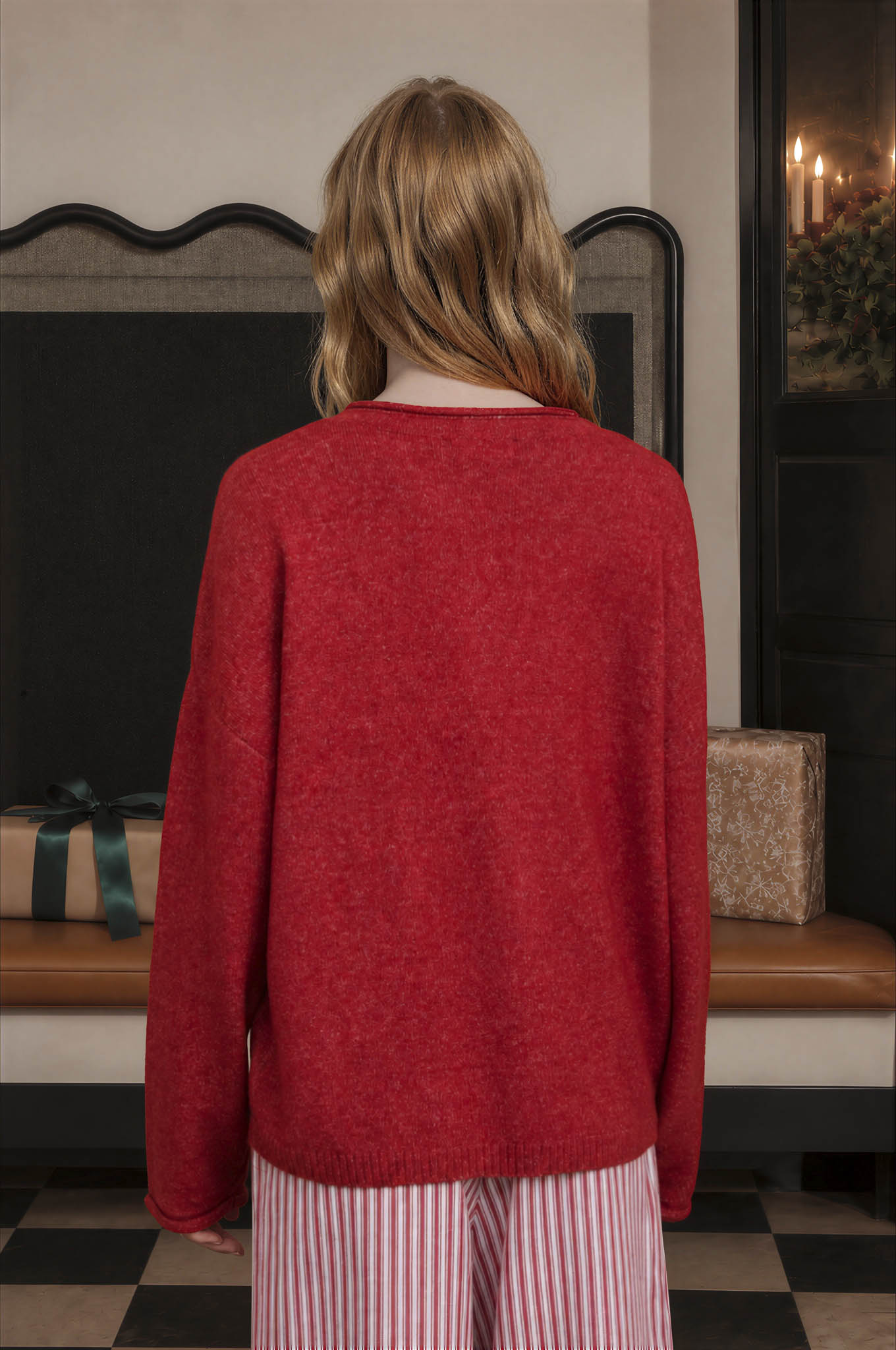 NOVELTY HOLIDAY BUTTON HENLEY PULLOVER SWEATER (PRE-ORDER)