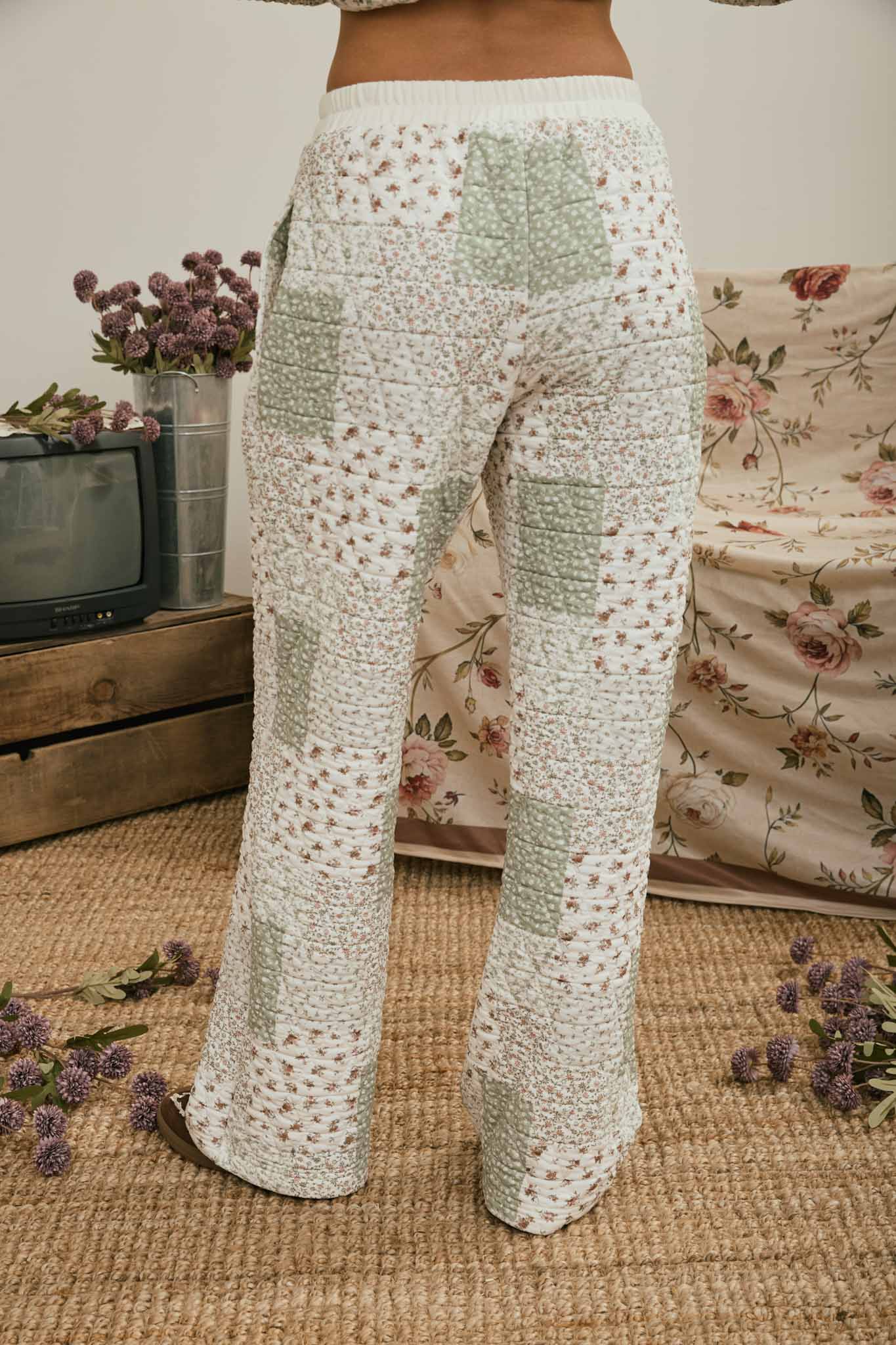 MULTI-FLORAL PATCHWORK QUILTED LOUNGE PANTS (PRE-ORDER)
