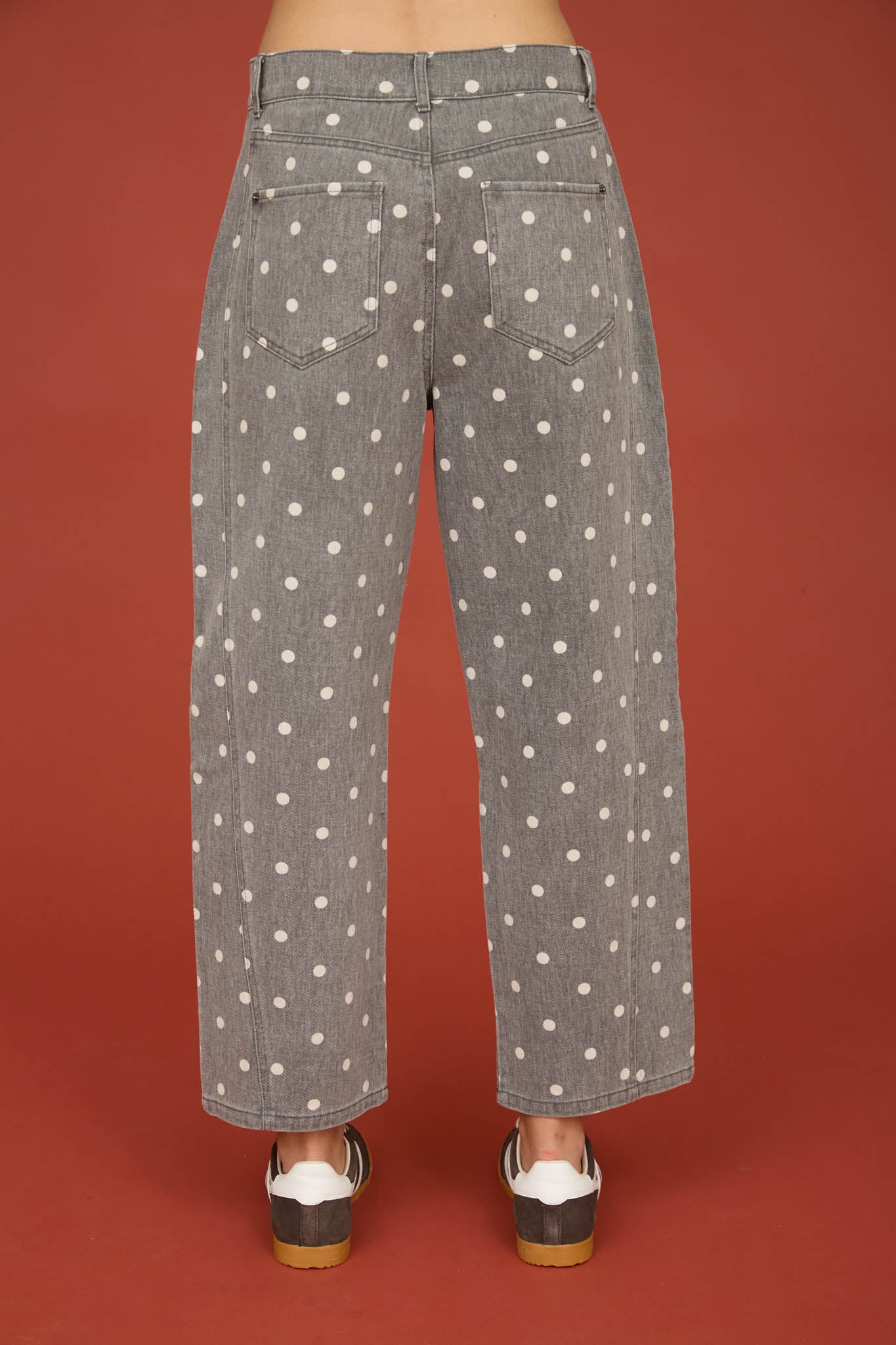 POLKA DOT HIGH WAIST WIDE LEG JEANS (PRE-ORDER)