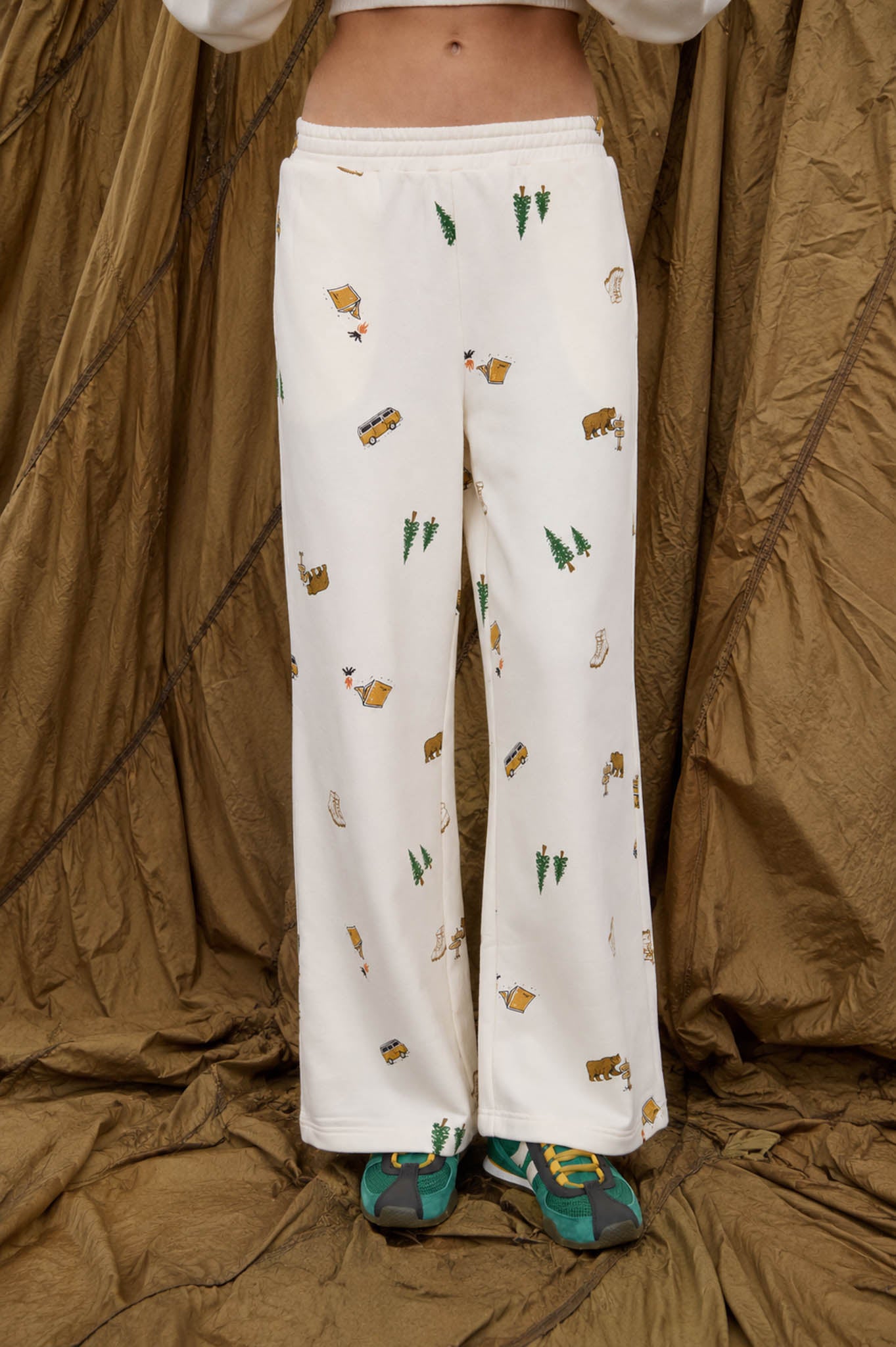 CAMPING MOTIF WIDE LEG LOUNGE PANTS (PRE-ORDER)