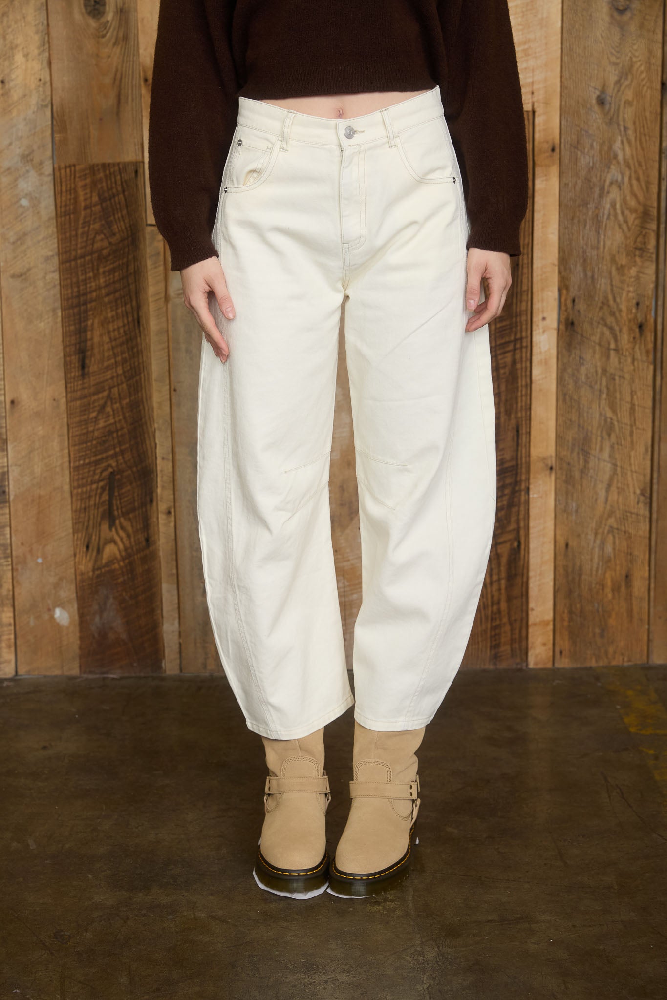 WIDE LEG HIGH WAIST CROPPED PANTS