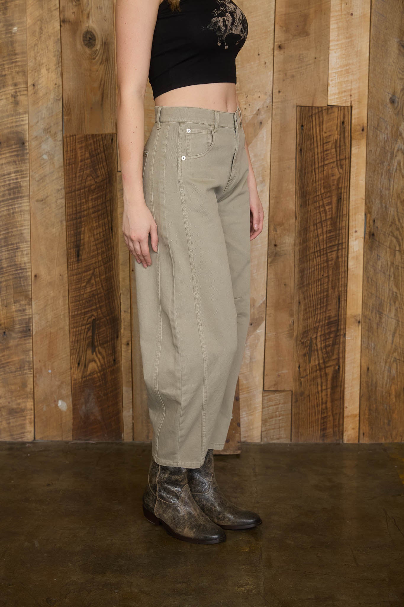 WIDE LEG HIGH WAIST CROPPED PANTS