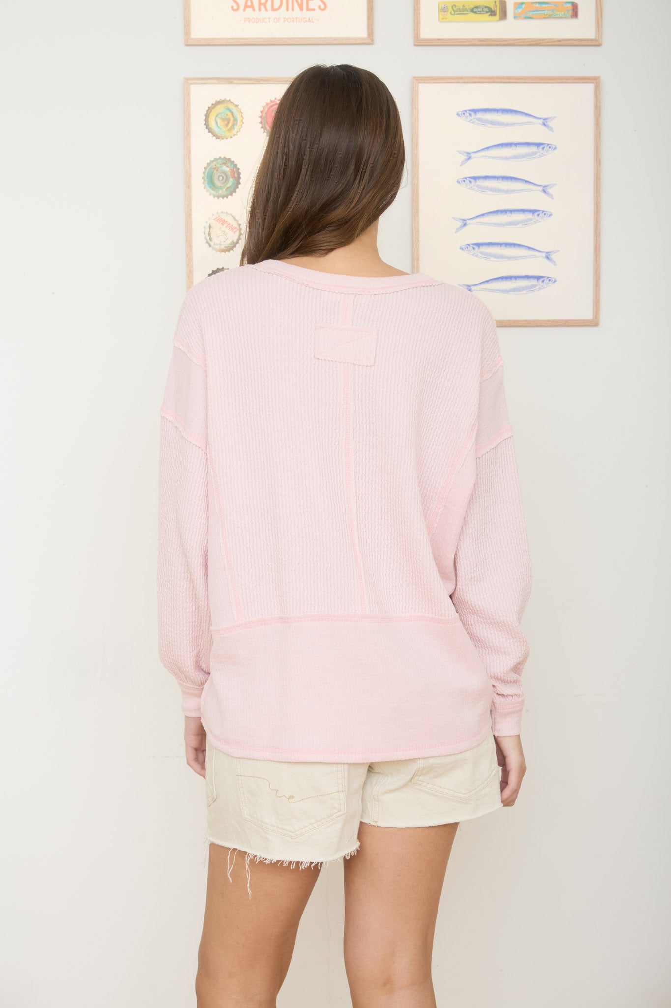 SPLIT NECK RAW EDGE LONG SLEEVE RIBBED KNIT TOP (PRE-ORDER)