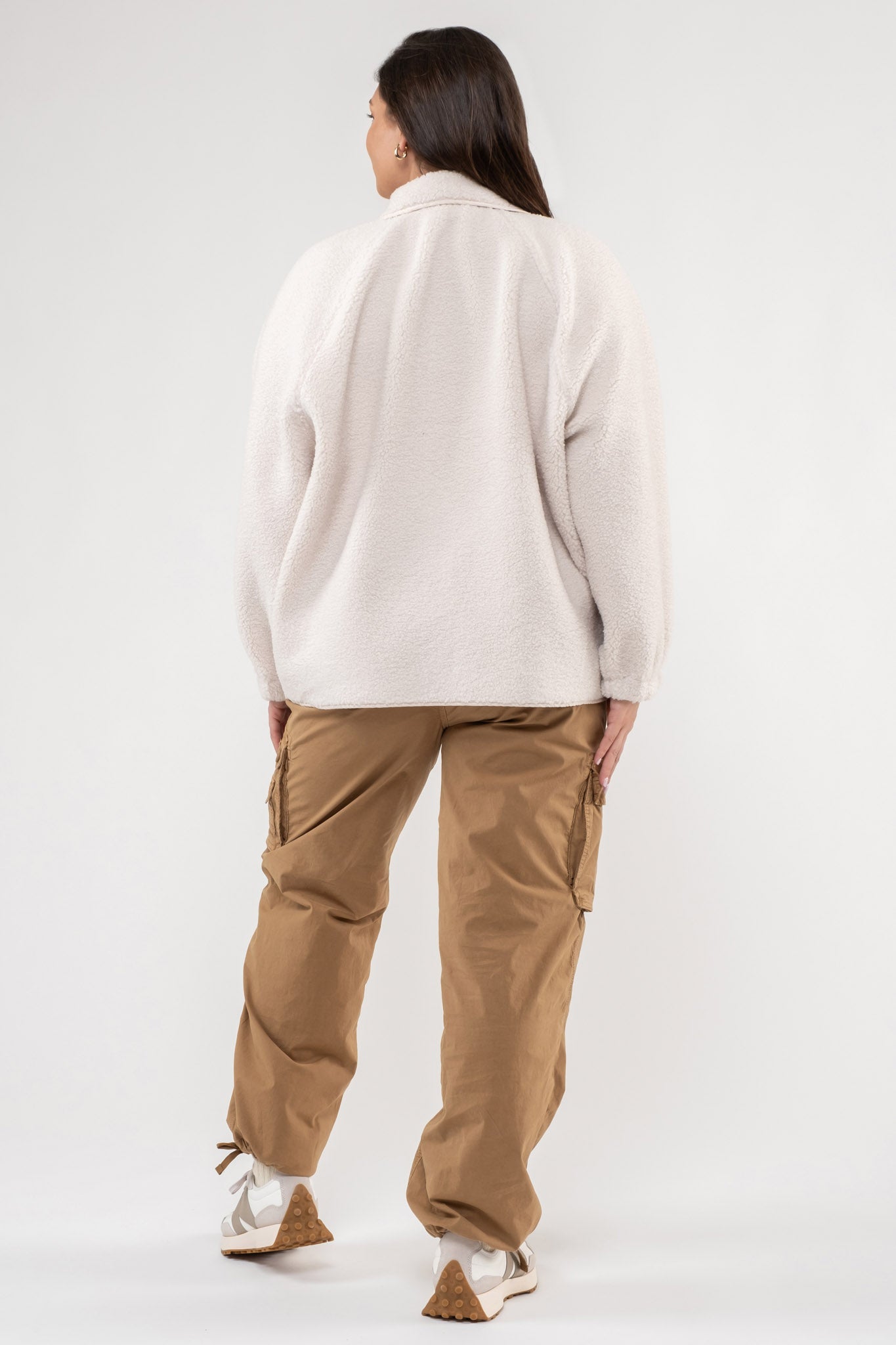 PLUS SOLID SNAP BUTTON FLEECE JACKET