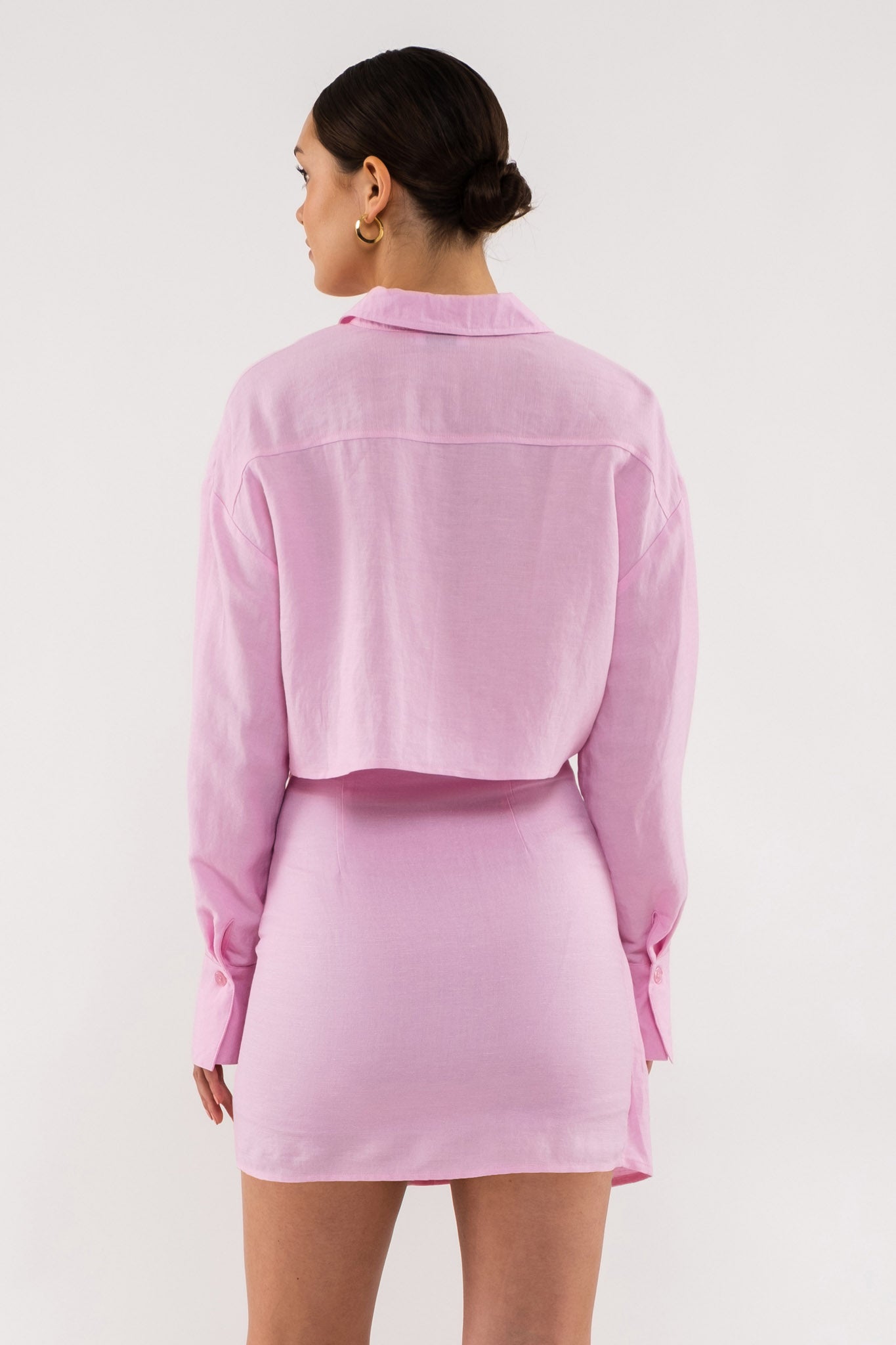 CROPPED BUTTON UP LINEN TOP