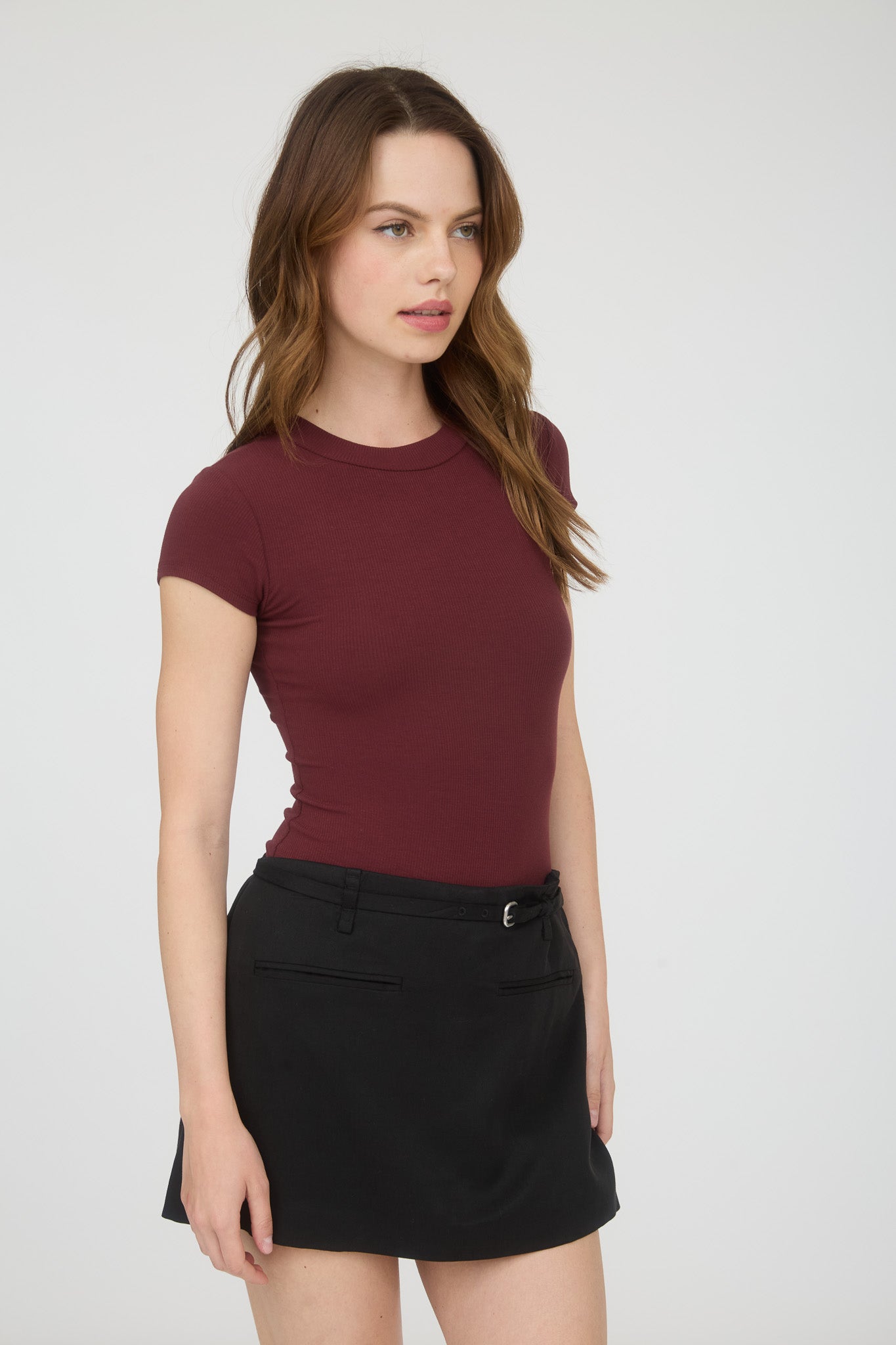 ROUND NECK SHORT SLEEVE KNIT BODYSUIT