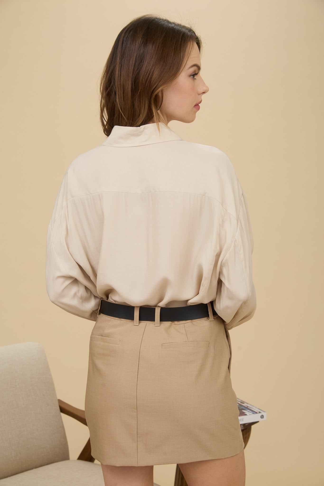 PLUS OVERSIZED BUTTON DOWN LONG SLEEVE SHIRT