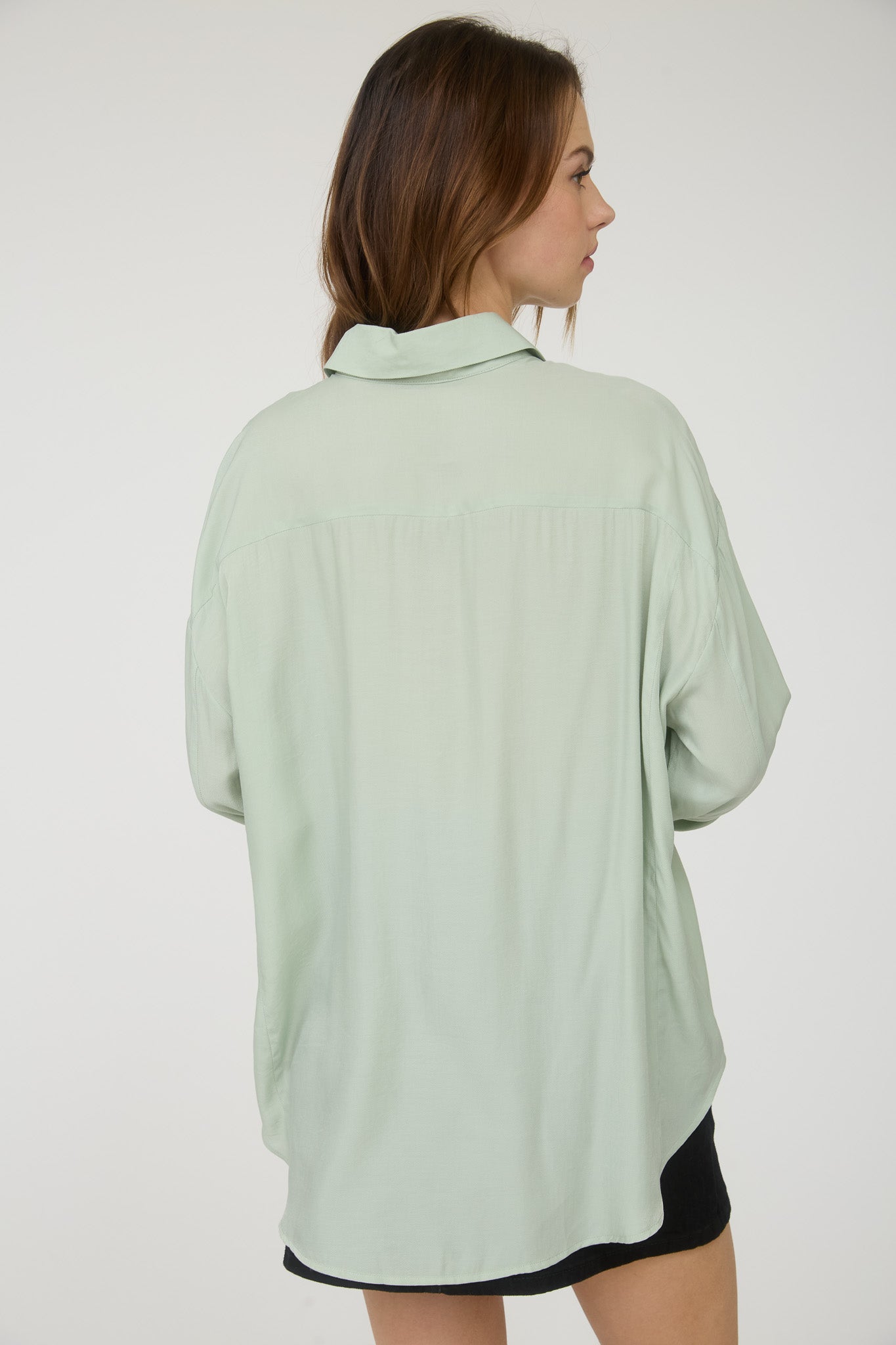 PLUS OVERSIZED BUTTON DOWN LONG SLEEVE SHIRT