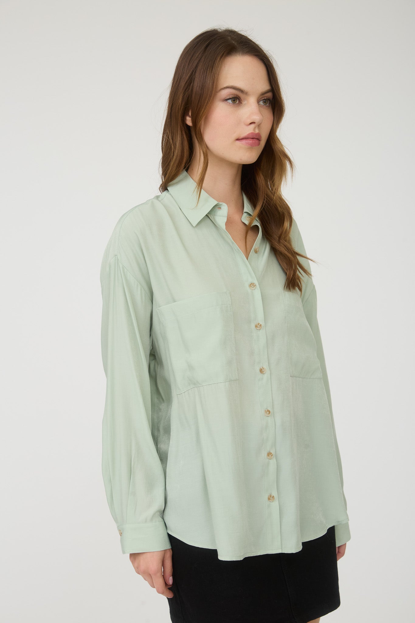 PLUS OVERSIZED BUTTON DOWN LONG SLEEVE SHIRT