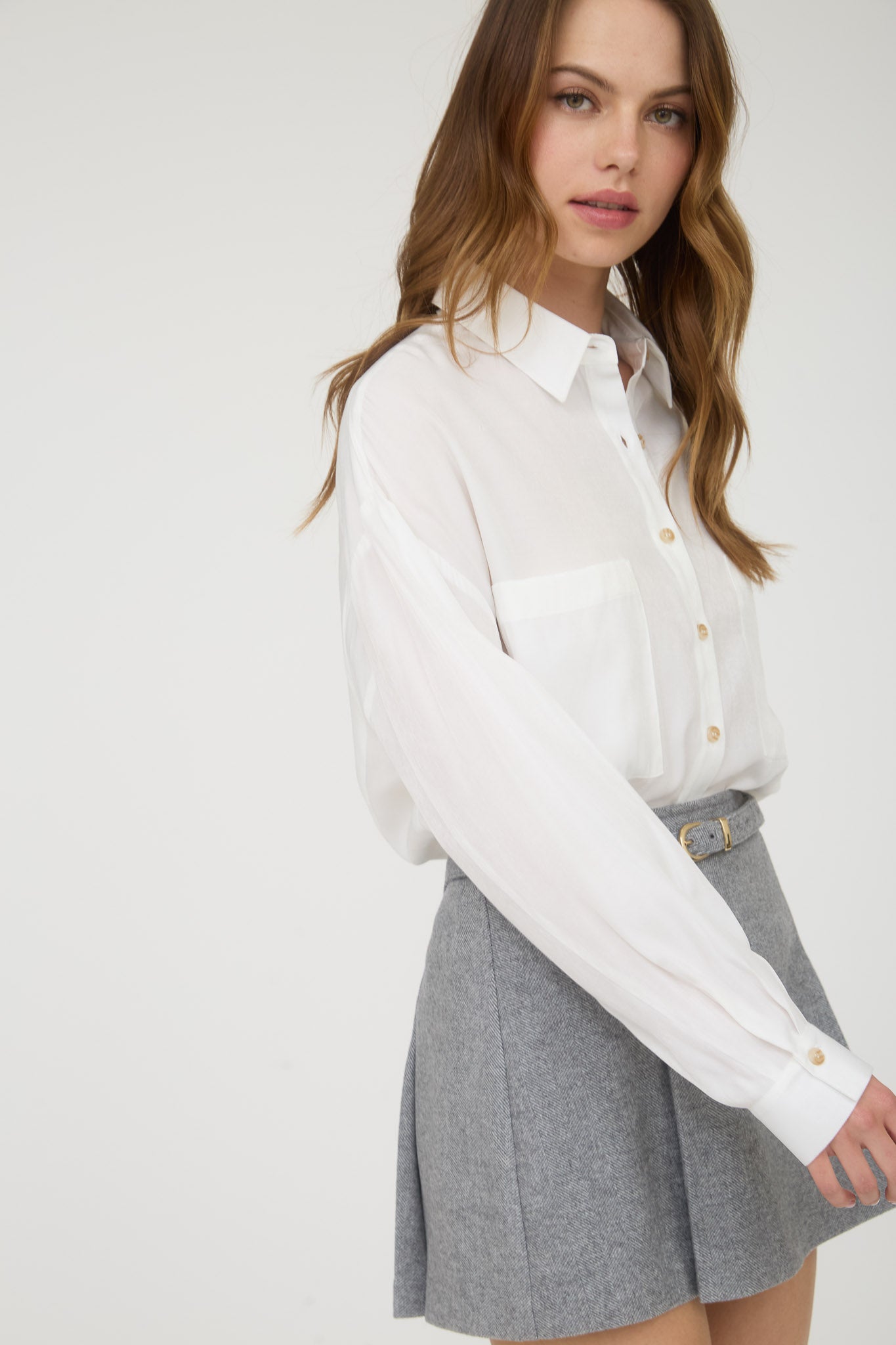 PLUS OVERSIZED BUTTON DOWN LONG SLEEVE SHIRT