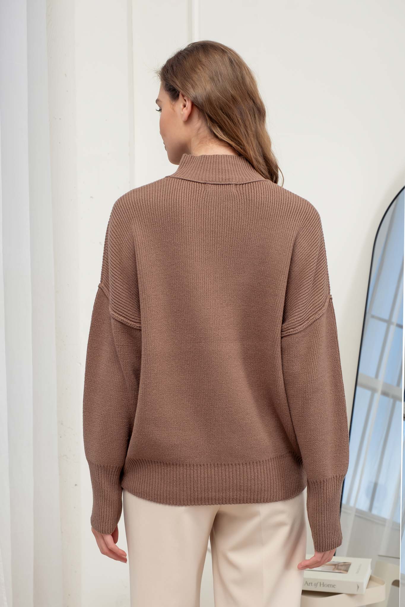 MOCK NECK RIBBED SWEATER