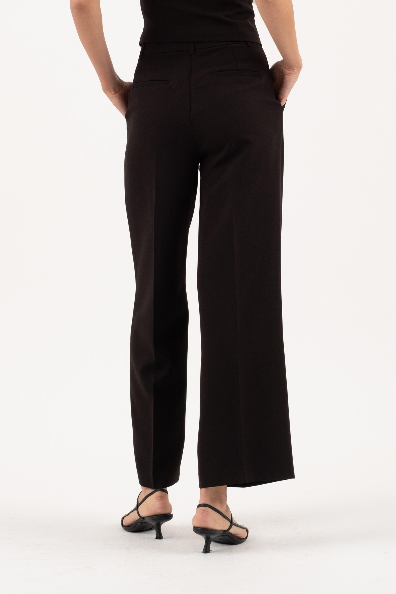 HIGH WAIST FRONT PLEAT WIDE LEG DRESS PANTS