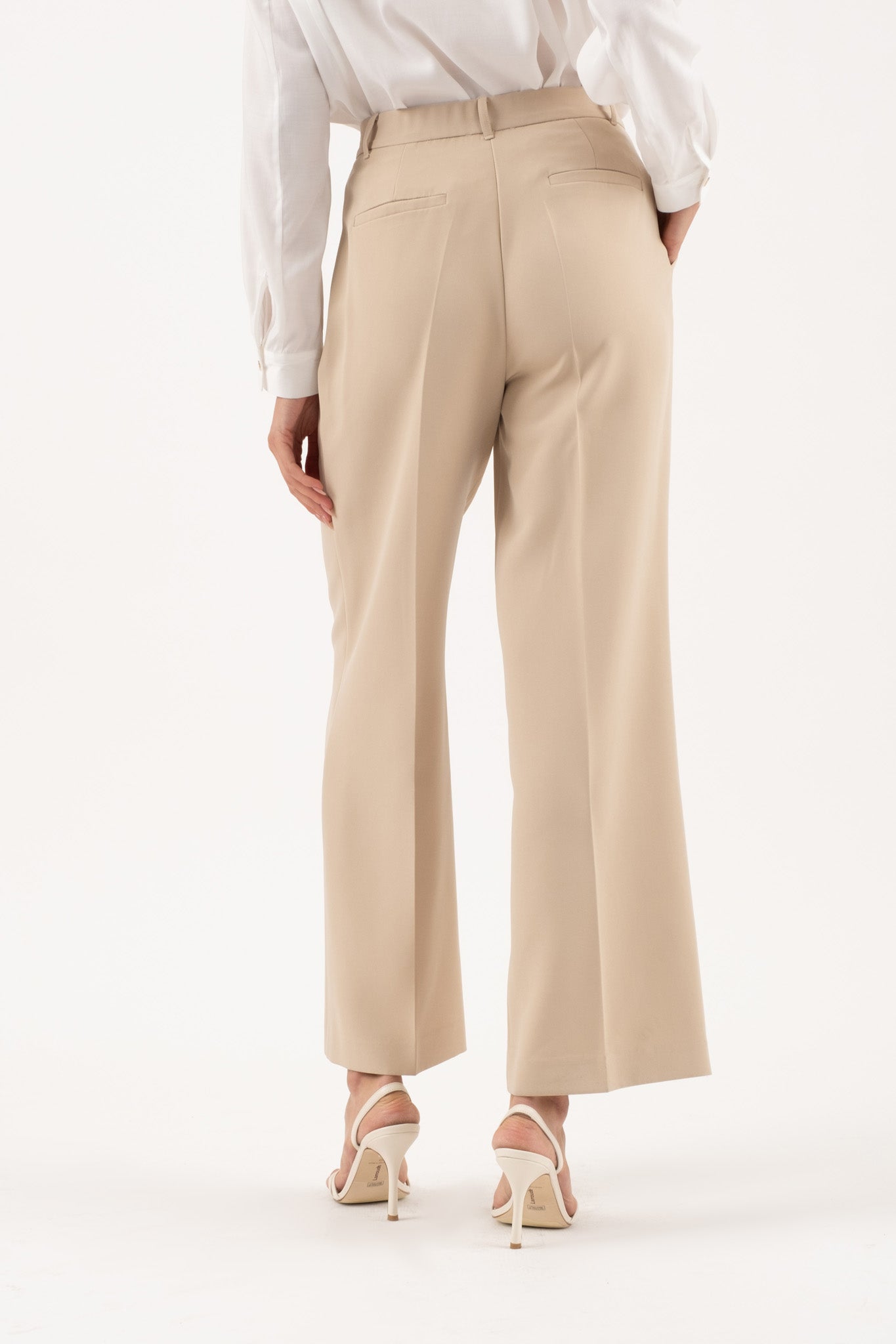 HIGH WAIST FRONT PLEAT WIDE LEG DRESS PANTS