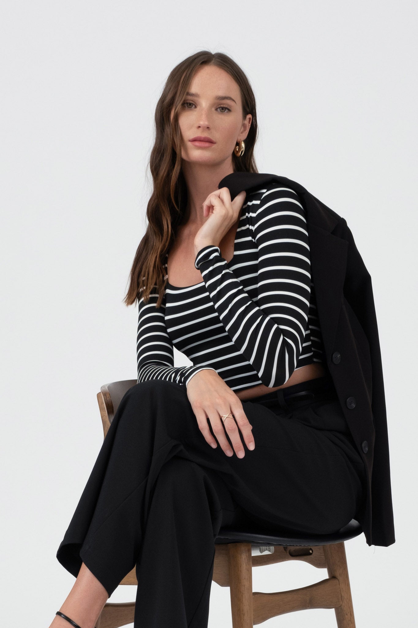 Blu Pepper Textured Stripe Knit Shirt Set