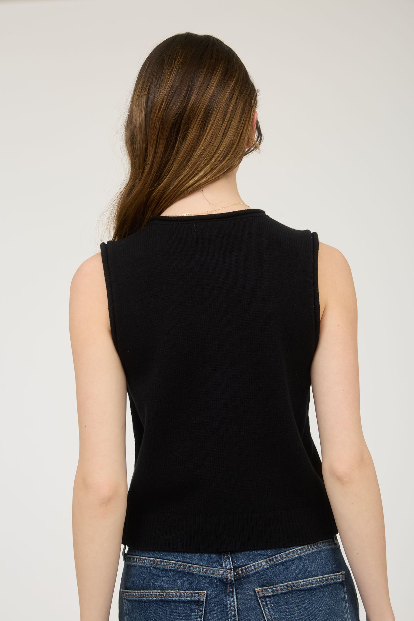 RAW EDGE BUTTON DOWN KNIT CARDIGAN VEST TOP