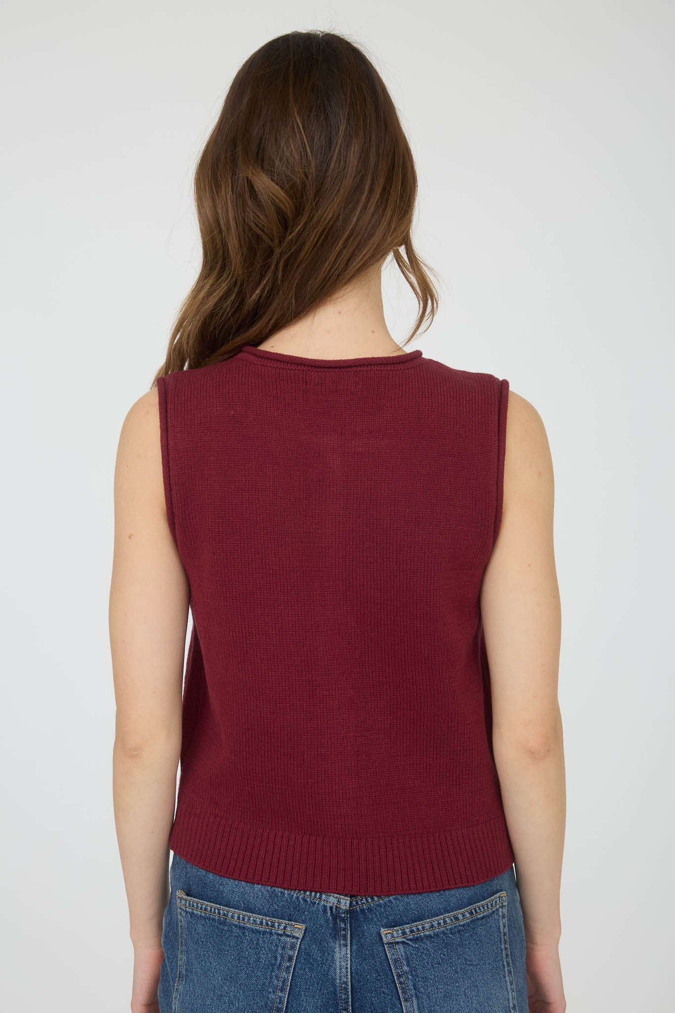 RAW EDGE BUTTON DOWN KNIT CARDIGAN VEST TOP