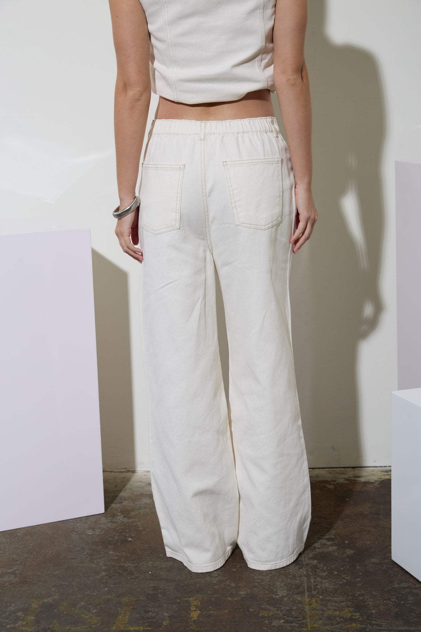 DRAWSTRING DETAIL DENIM PANTS