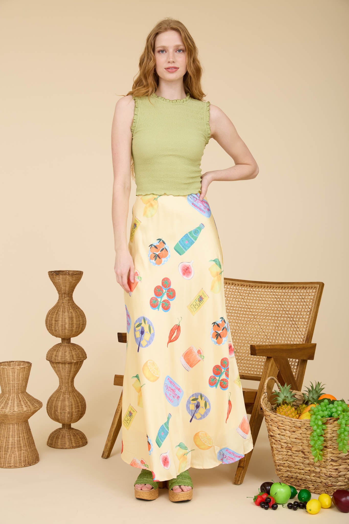 SMOCKED RUFFLE TRIM SLEEVELESS TOP (PRE-ORDER)