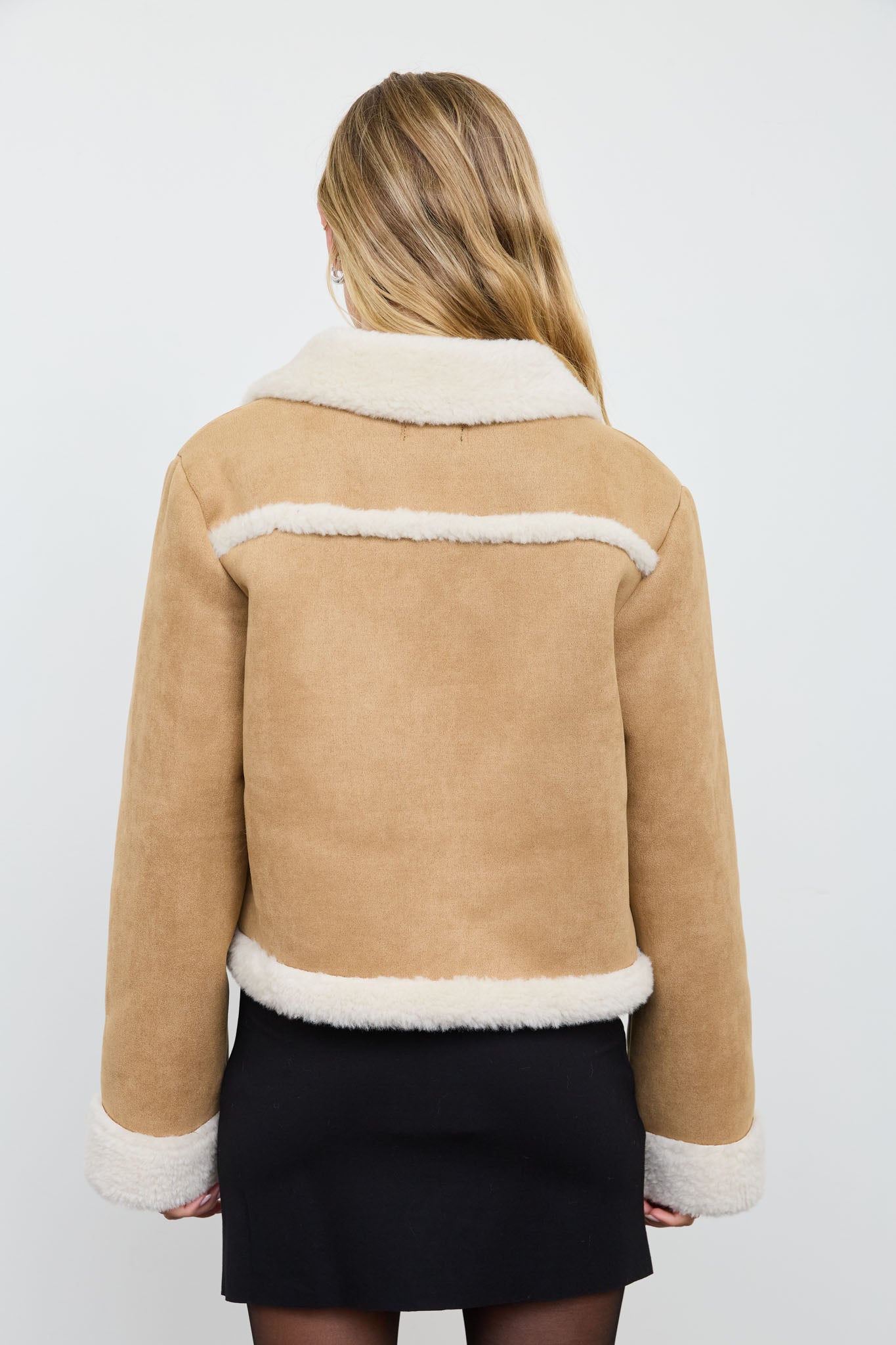 SHEARLING COLLAR BUTTON DOWN SUEDE JACKET