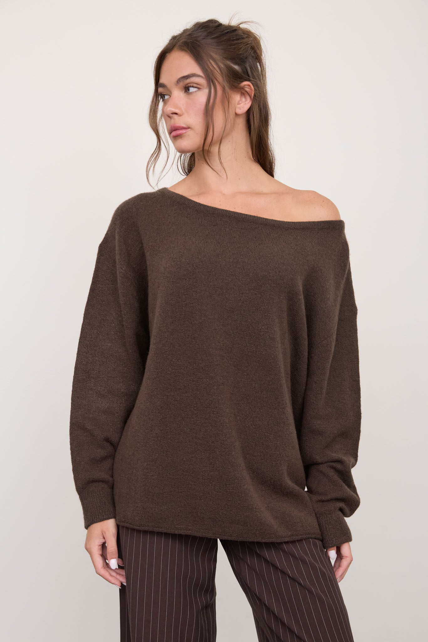 BOAT NECK OVERSIZED KNIT PULLOVER SWEATER (PRE-ORDER)