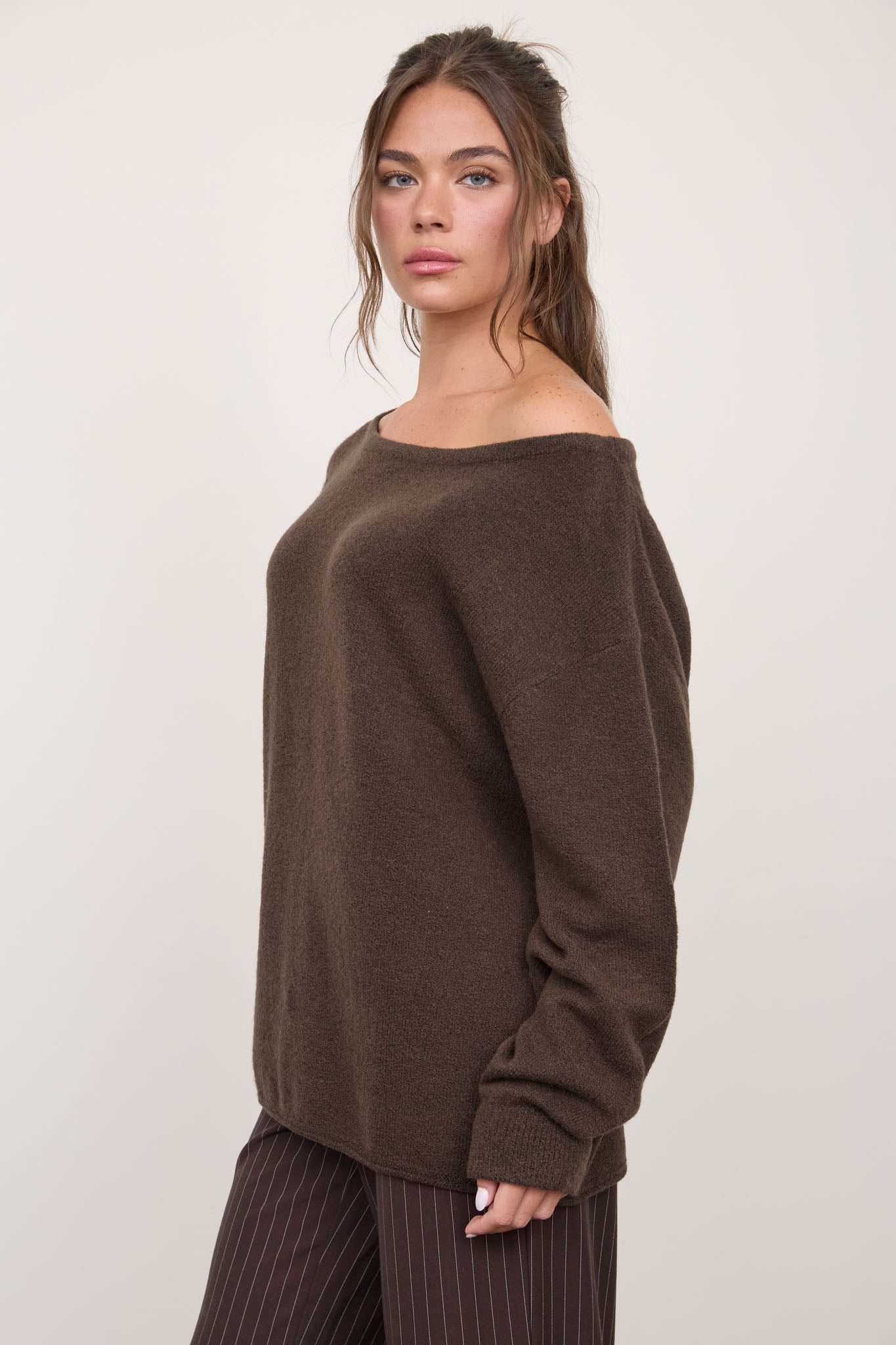 BOAT NECK OVERSIZED KNIT PULLOVER SWEATER (PRE-ORDER)