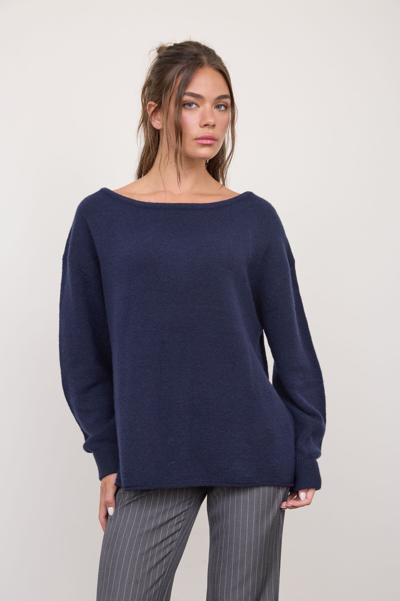 BOAT NECK OVERSIZED KNIT PULLOVER SWEATER (PRE-ORDER)