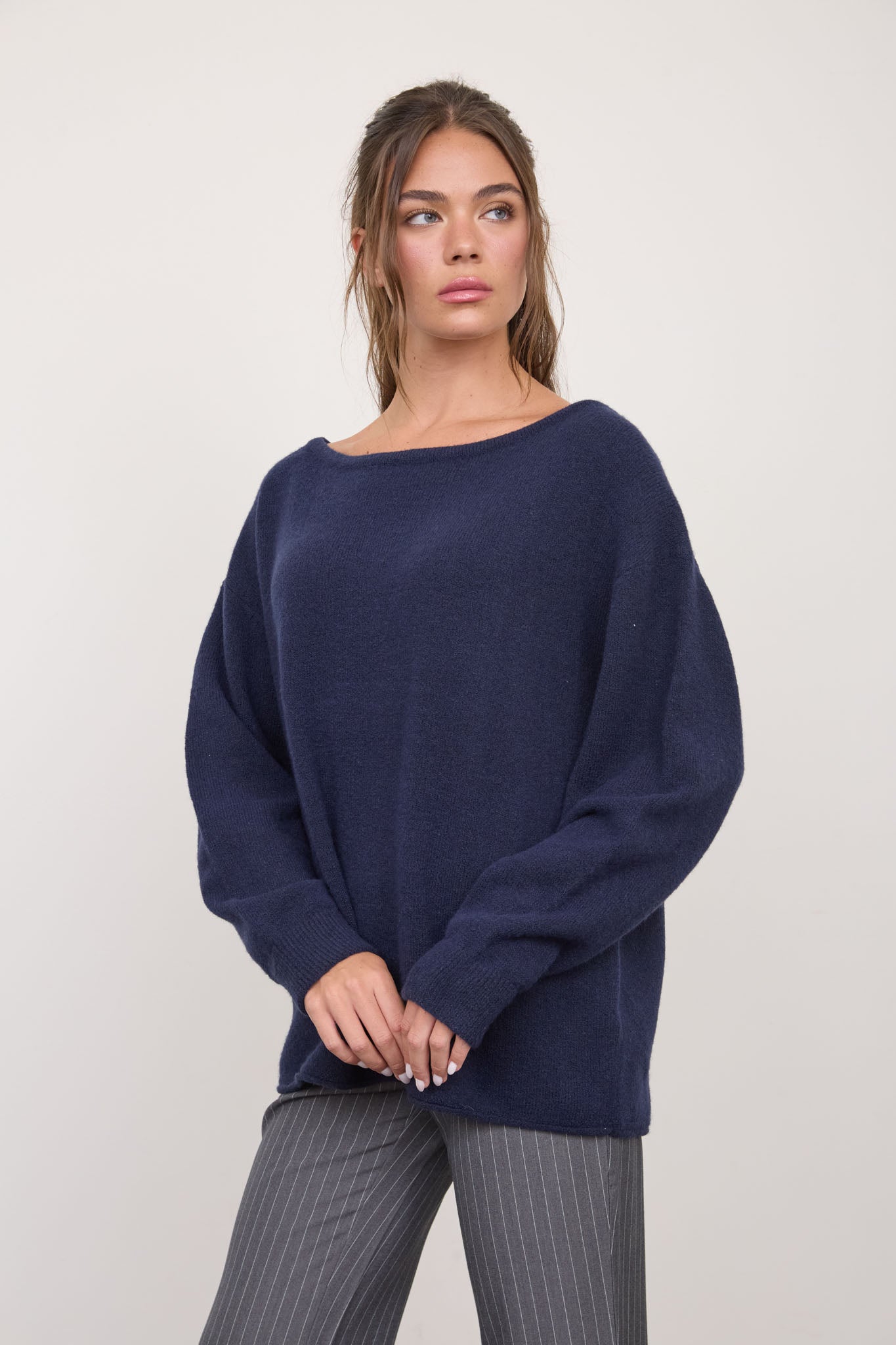 BOAT NECK OVERSIZED KNIT PULLOVER SWEATER (PRE-ORDER)