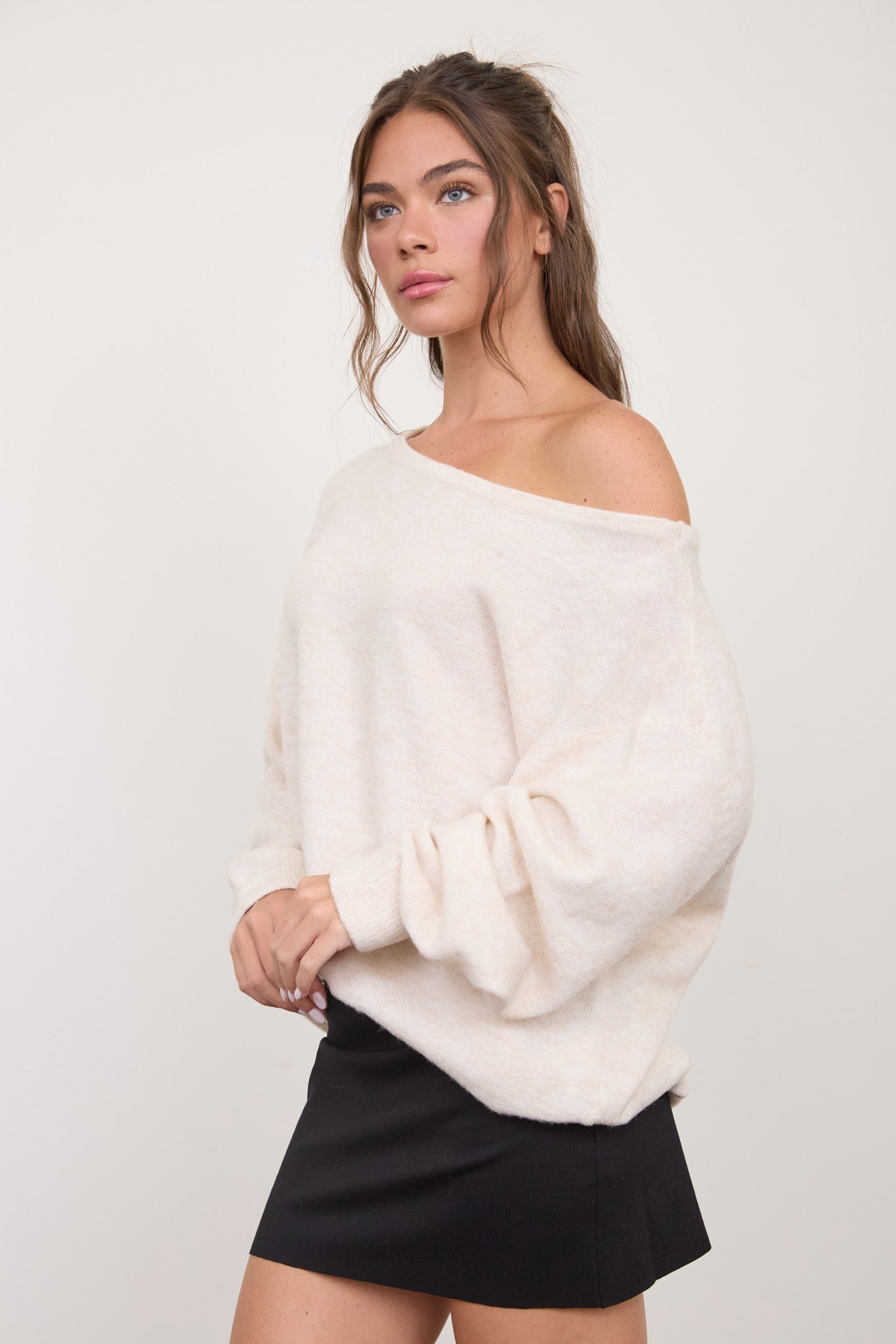 BOAT NECK OVERSIZED KNIT PULLOVER SWEATER (PRE-ORDER)