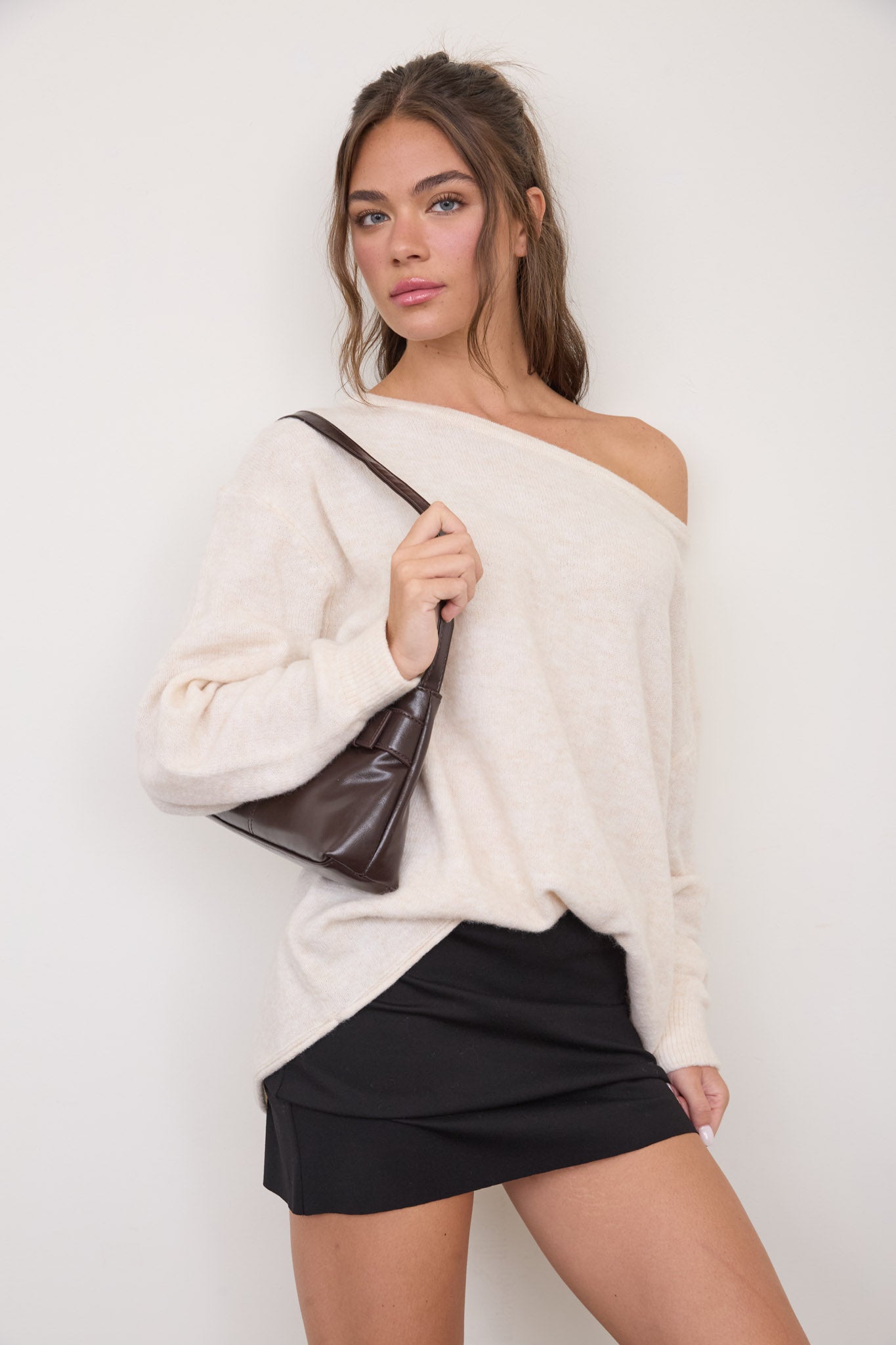 BOAT NECK OVERSIZED KNIT PULLOVER SWEATER (PRE-ORDER)