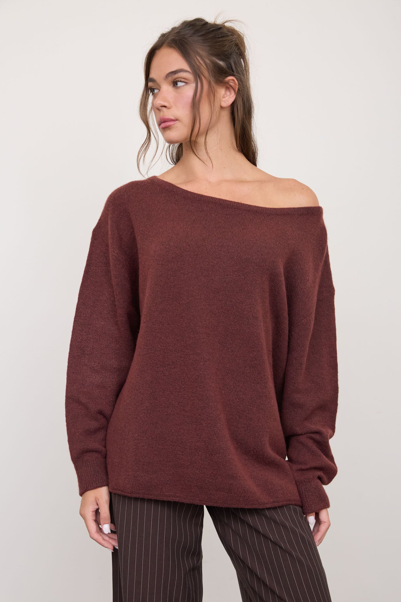 BOAT NECK OVERSIZED KNIT PULLOVER SWEATER (PRE-ORDER)