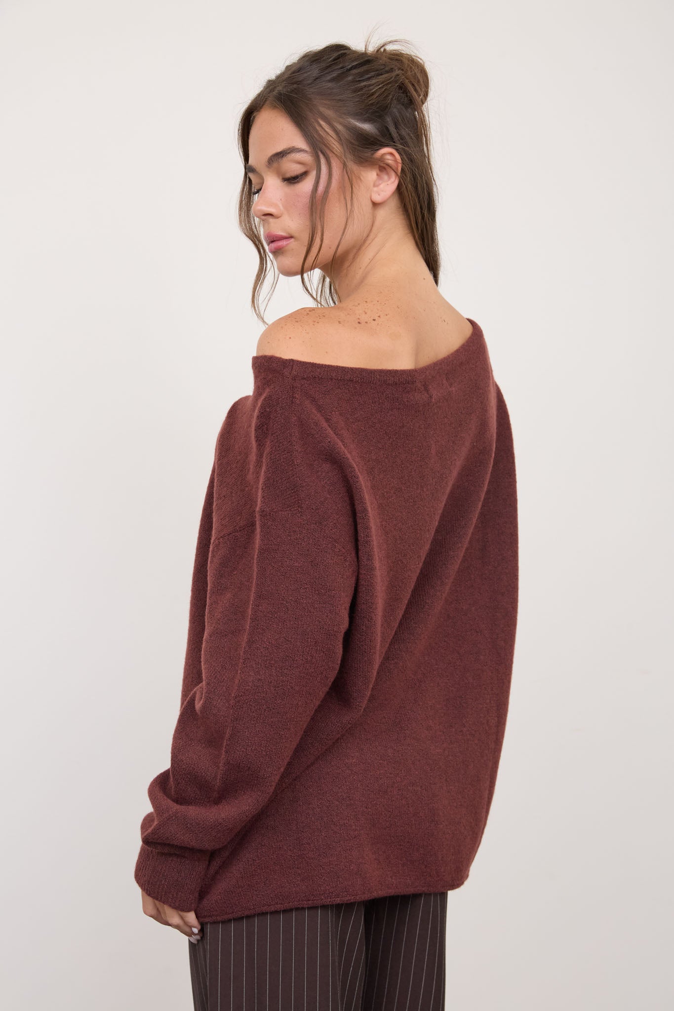 BOAT NECK OVERSIZED KNIT PULLOVER SWEATER (PRE-ORDER)