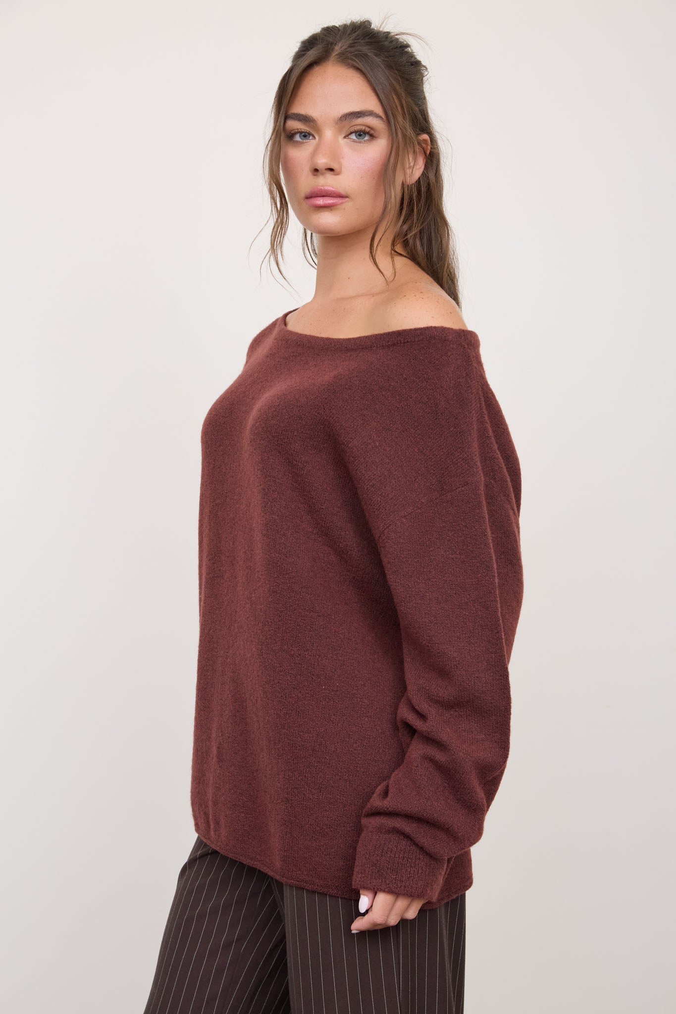 BOAT NECK OVERSIZED KNIT PULLOVER SWEATER (PRE-ORDER)