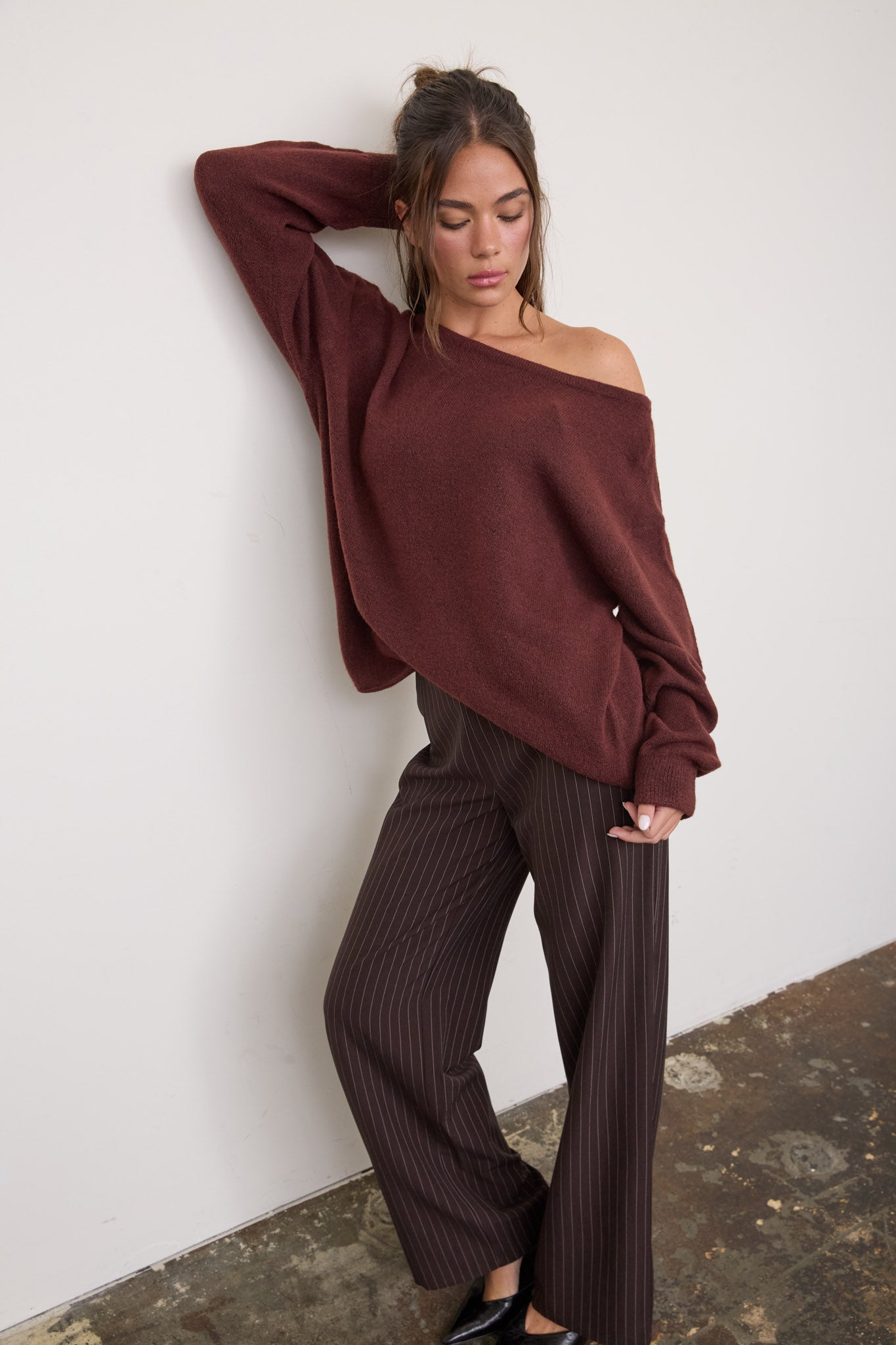 BOAT NECK OVERSIZED KNIT PULLOVER SWEATER (PRE-ORDER)