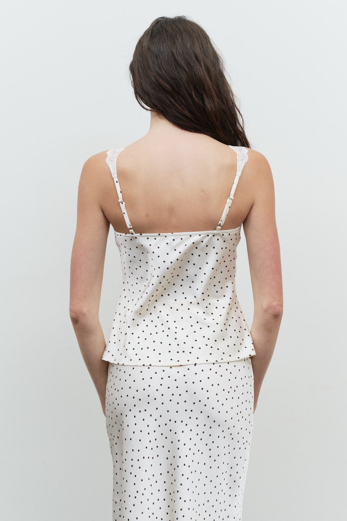 POLKA DOT V NECK LACE TRIM CAMI