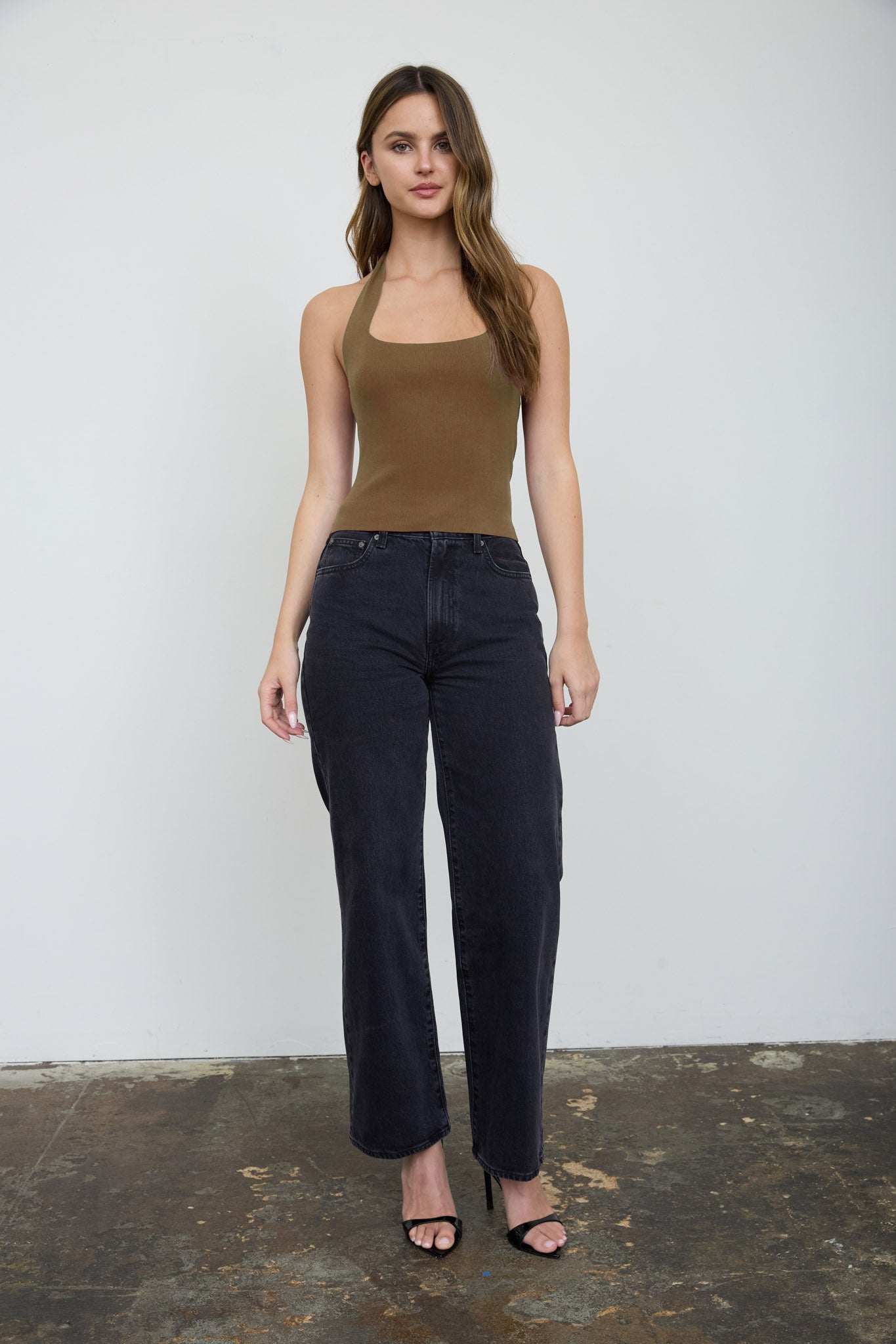 SQUARE HALTER NECK SWEATER KNIT TOP