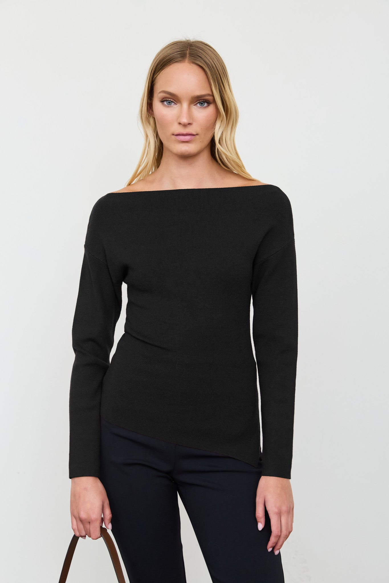 BOAT NECK DOLMAN LONG SLEEVE KNIT SWEATER
