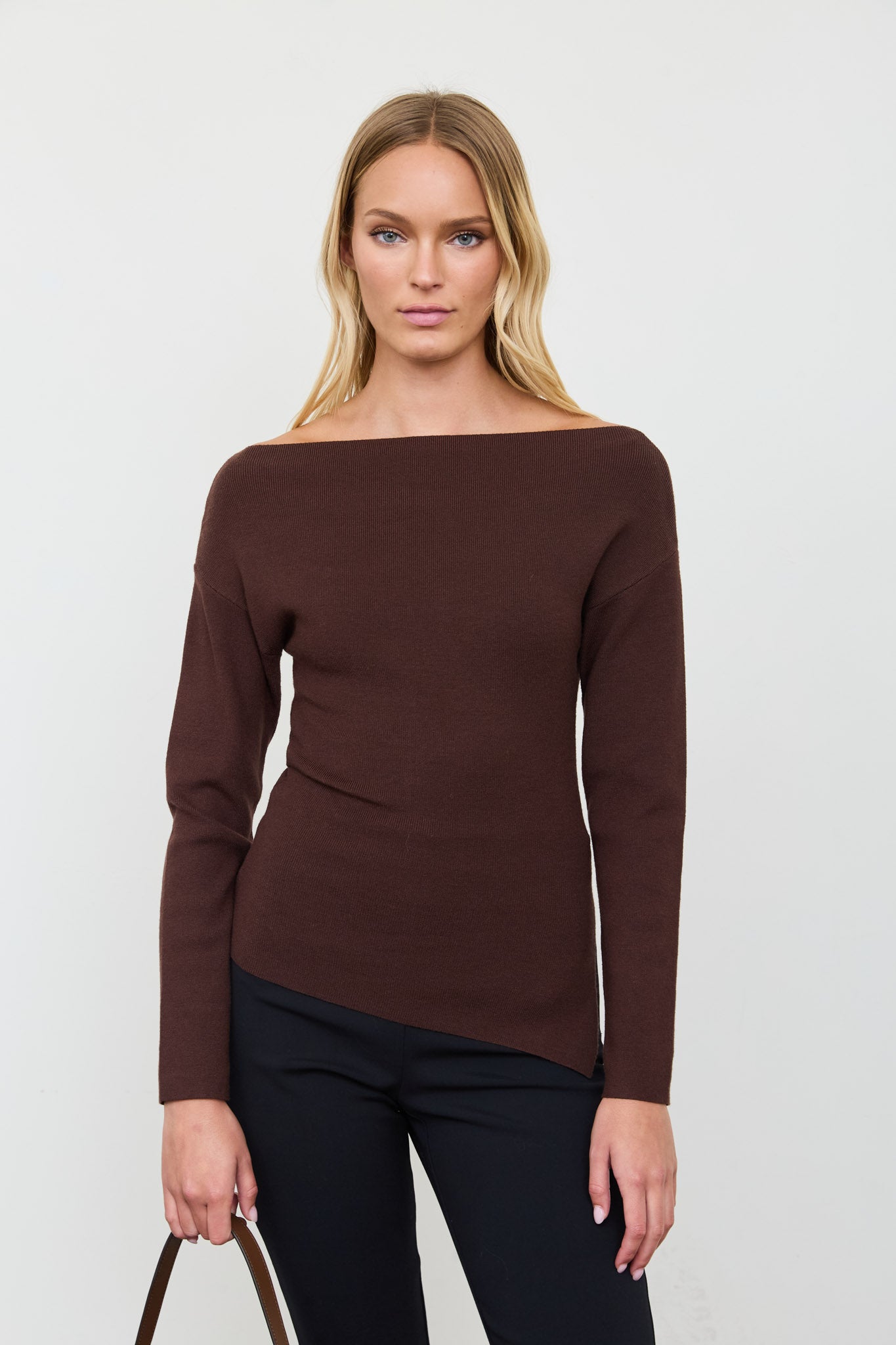 BOAT NECK DOLMAN LONG SLEEVE KNIT SWEATER