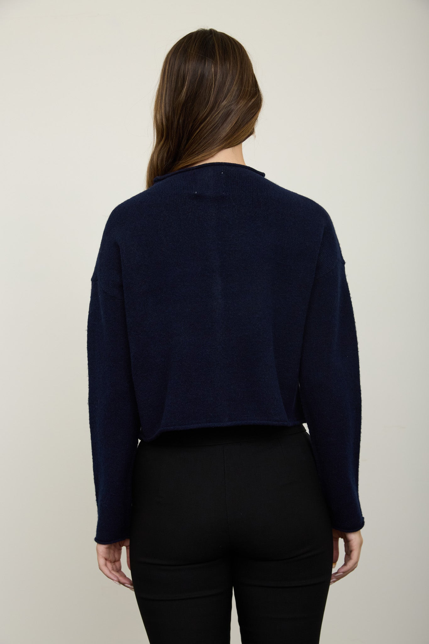 RAW EDGE MOCK NECK BUTTON DOWN CARDIGAN