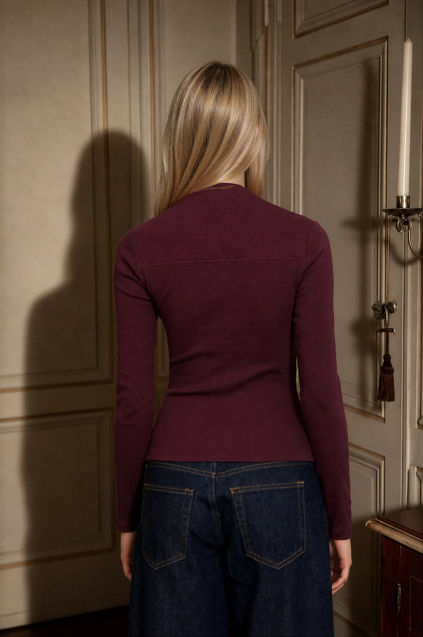 BOAT ENVELOPE NECK LONG SLEEVE KNIT TOP