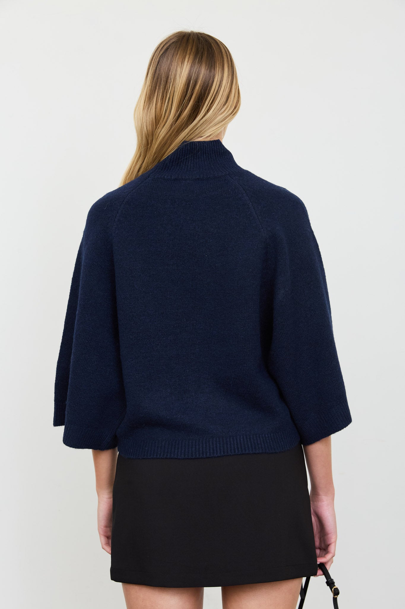 MARLED MOCK NECK BOXY FIT 3/4 SLEEVE KNIT SWEATER (PRE-ORDER)