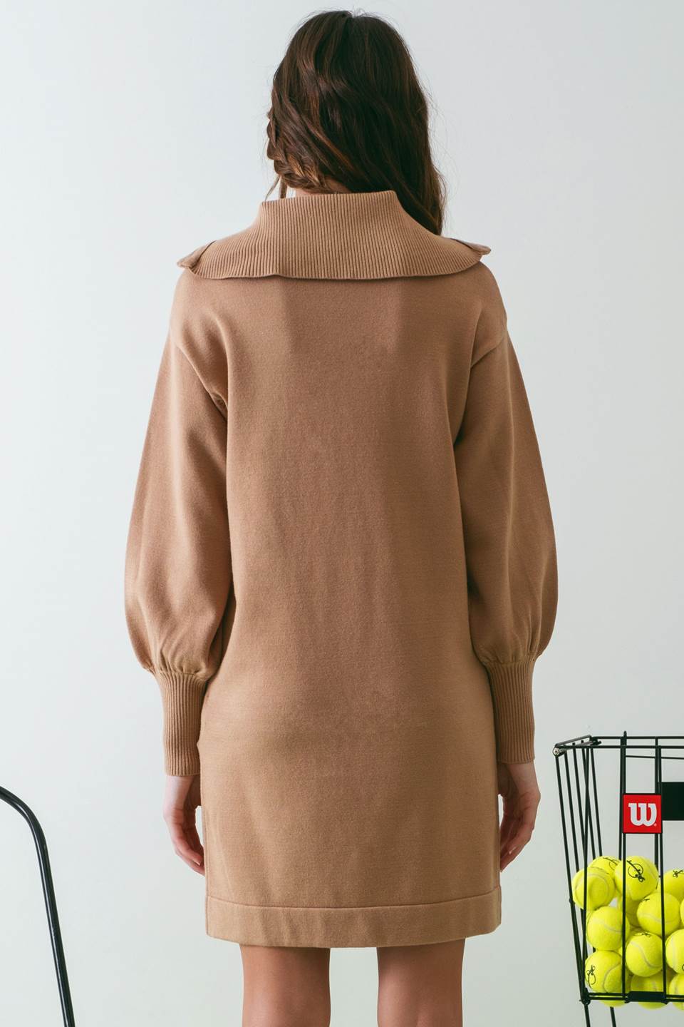 SOLID SAILOR COLLAR SWEATER DRESS