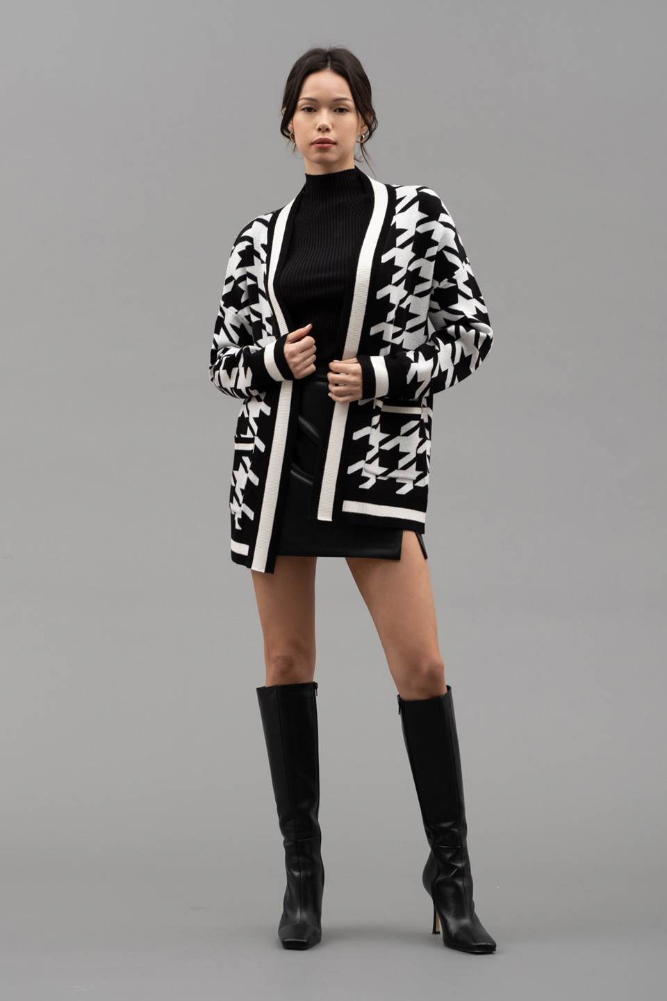 HOUNDSTOOTH KNIT CARDIGAN