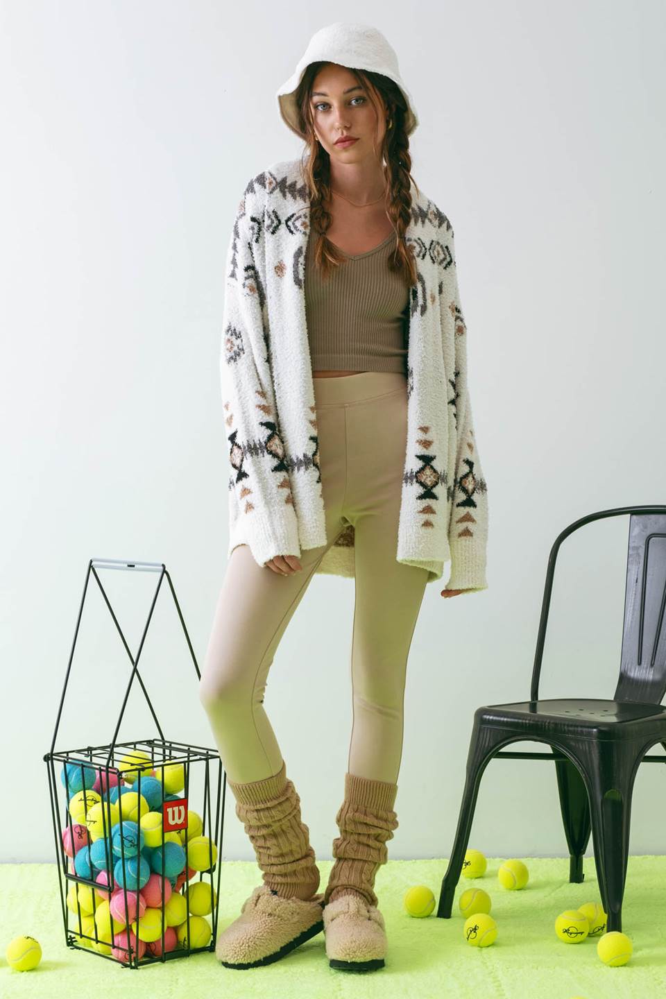 TRIBAL PRINT SHAWL COLLAR CARDIGAN