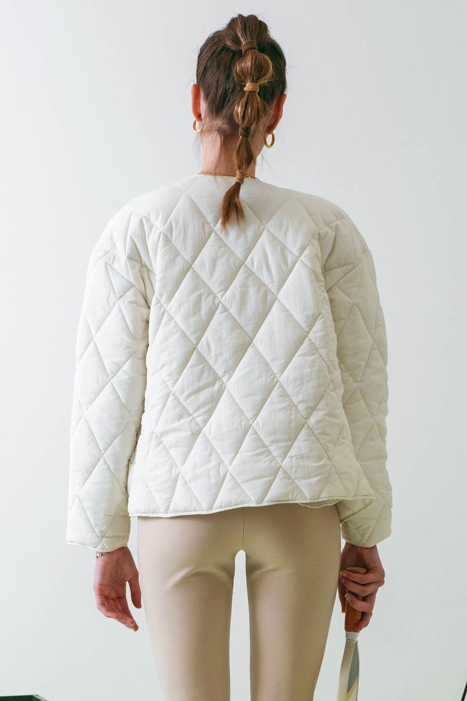 TOGGLE BUTTON DIAMOND QUILTED JACKET