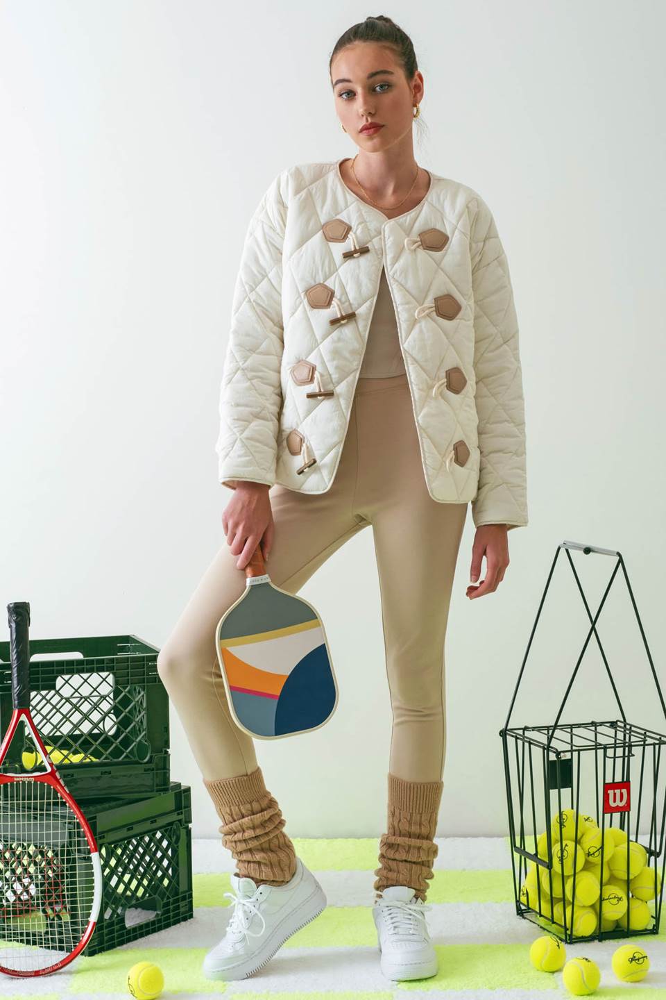 TOGGLE BUTTON DIAMOND QUILTED JACKET