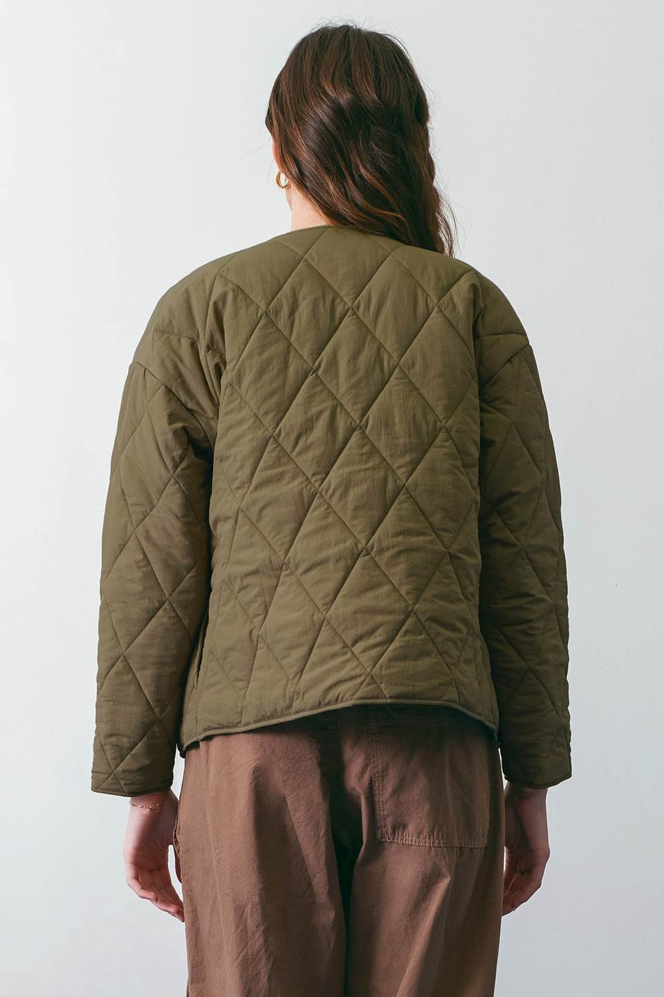 TOGGLE BUTTON DIAMOND QUILTED JACKET