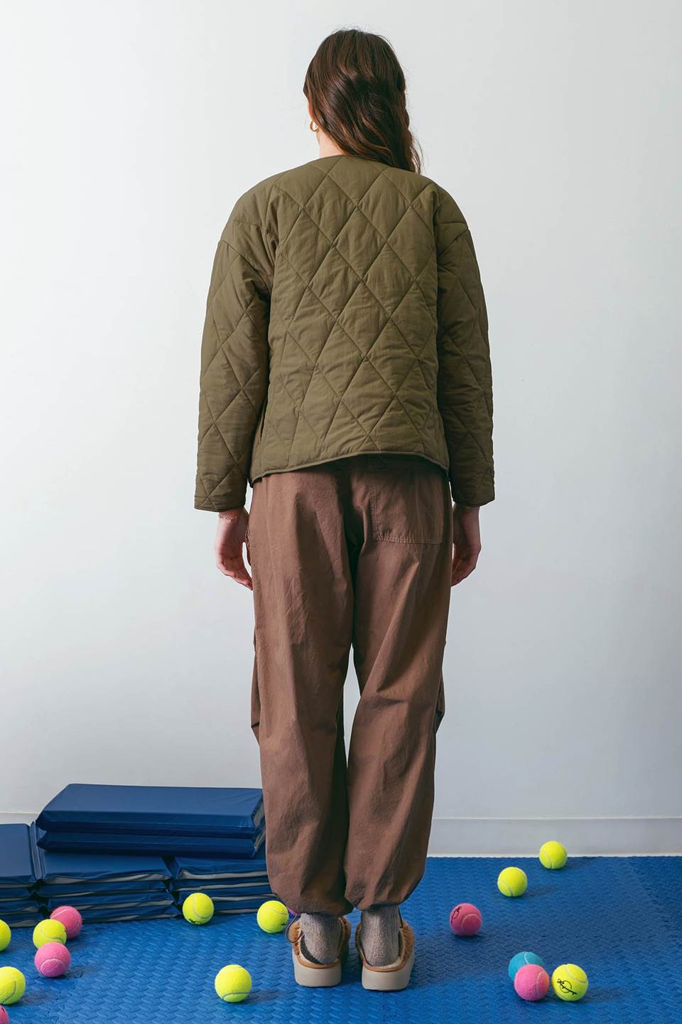 TOGGLE BUTTON DIAMOND QUILTED JACKET