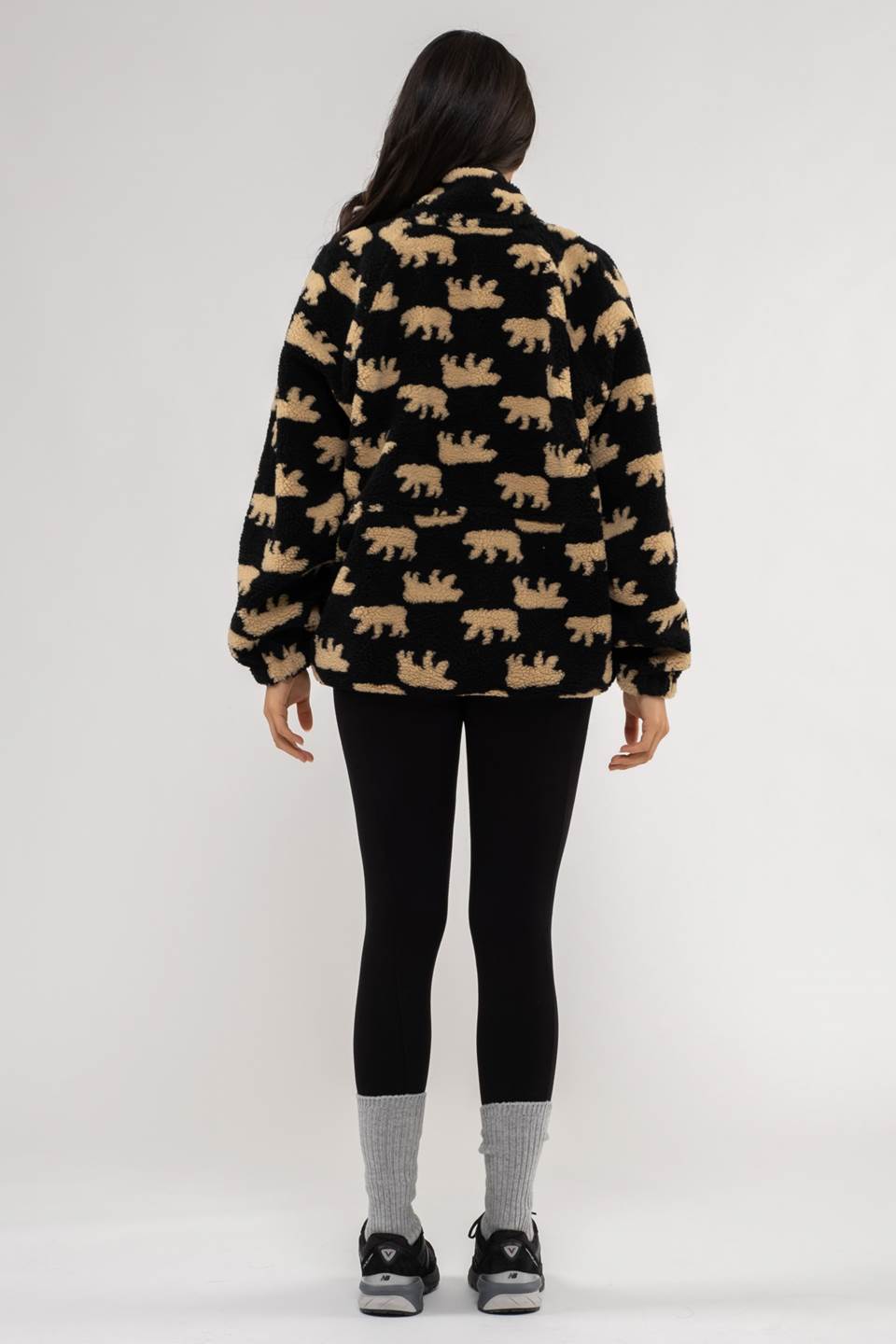 BEAR PRINT BUTTON UP FLEECE