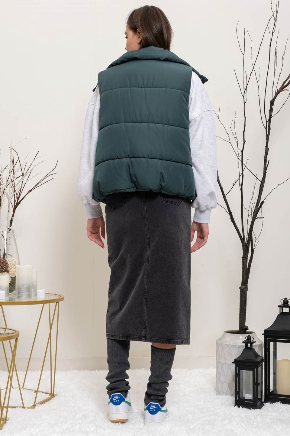 SOLID ZIP UP PUFFER VEST